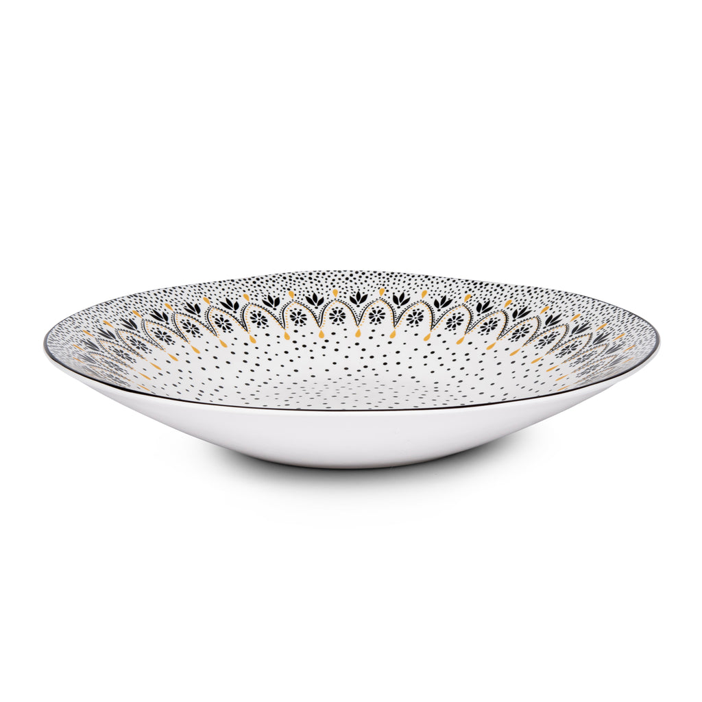 Sara Miller London Artisanne Noir Collection Large Serving Bowl - Mandala 36.2cm Single