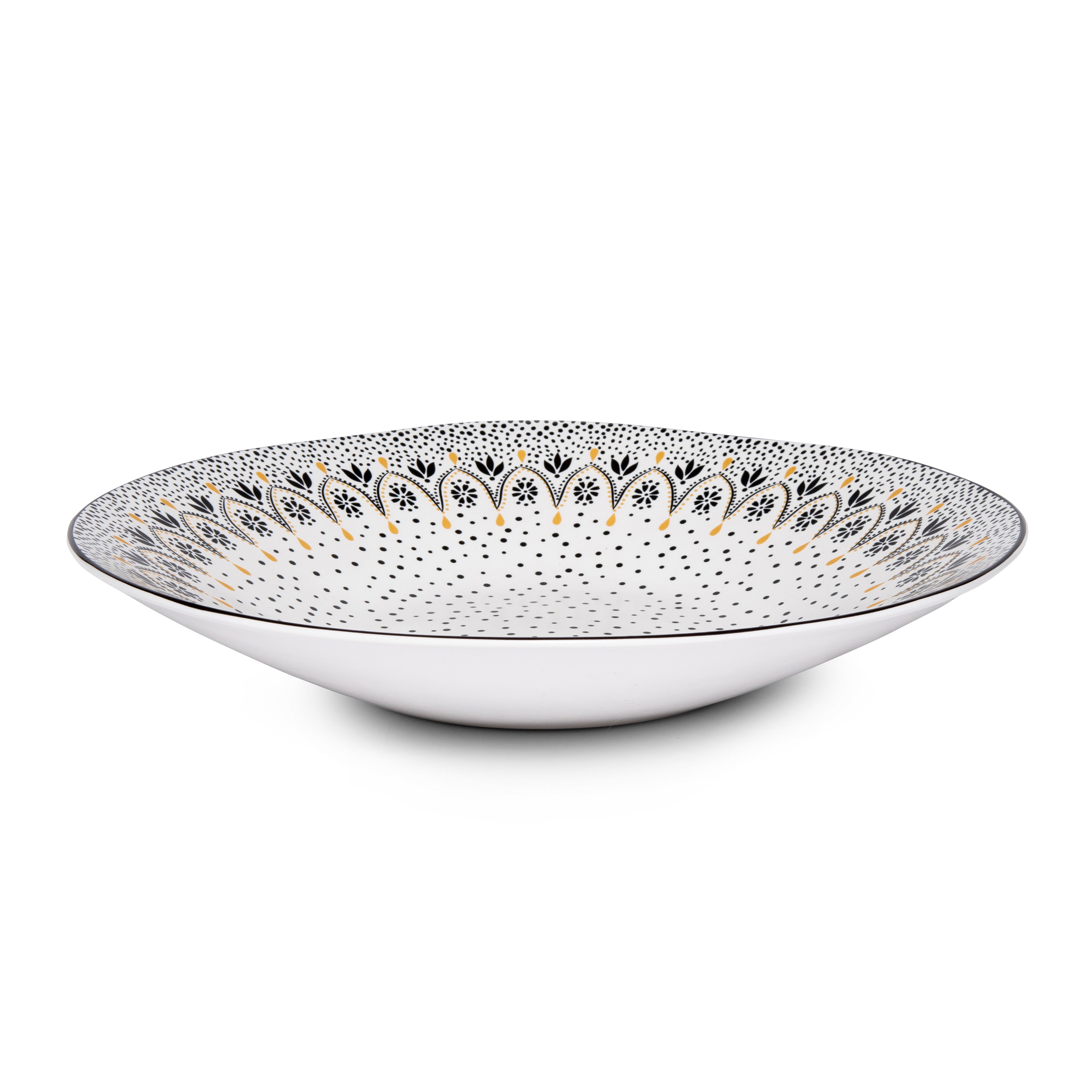 Sara Miller London Artisanne Noir Collection Large Serving Bowl - Mandala 36.2cm Single