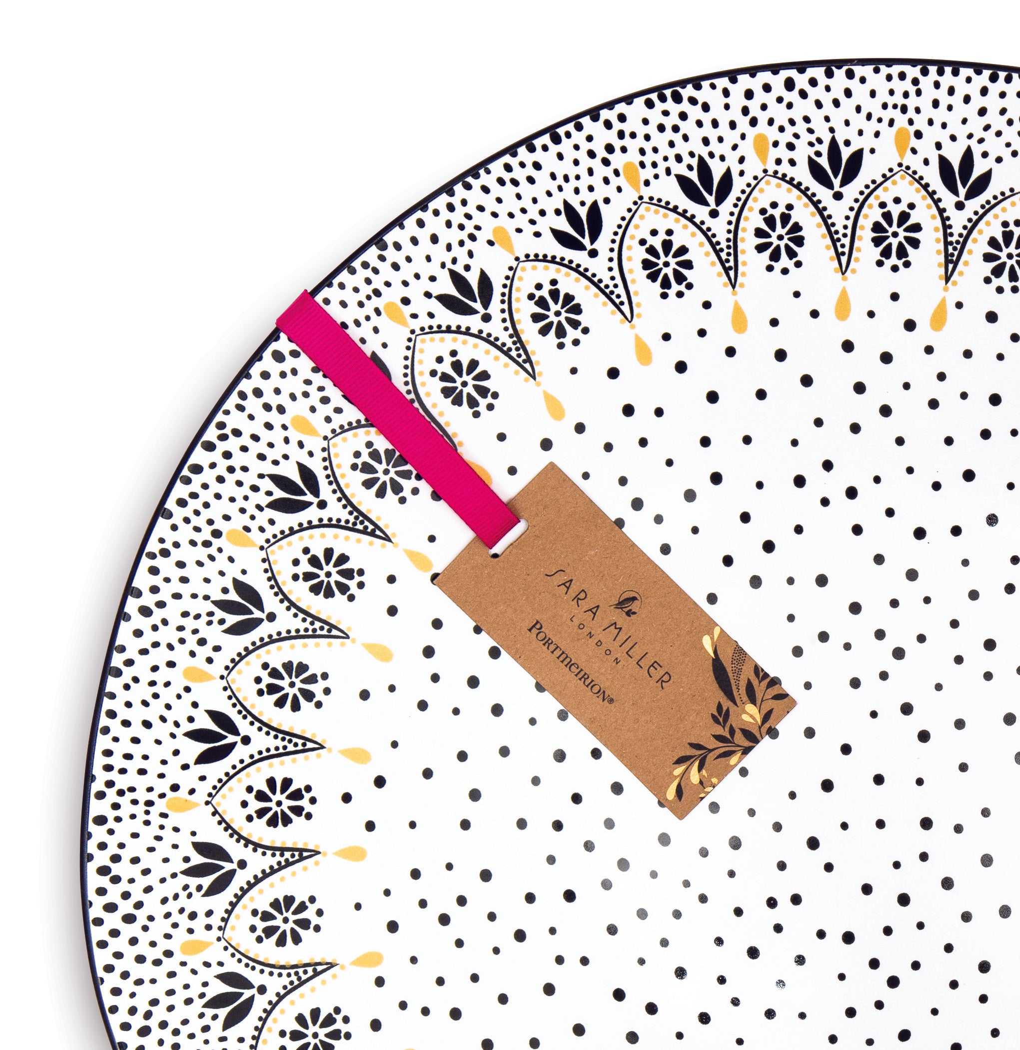 Sara Miller London Artisanne Noir Collection Large Serving Bowl - Mandala 36.2cm Single