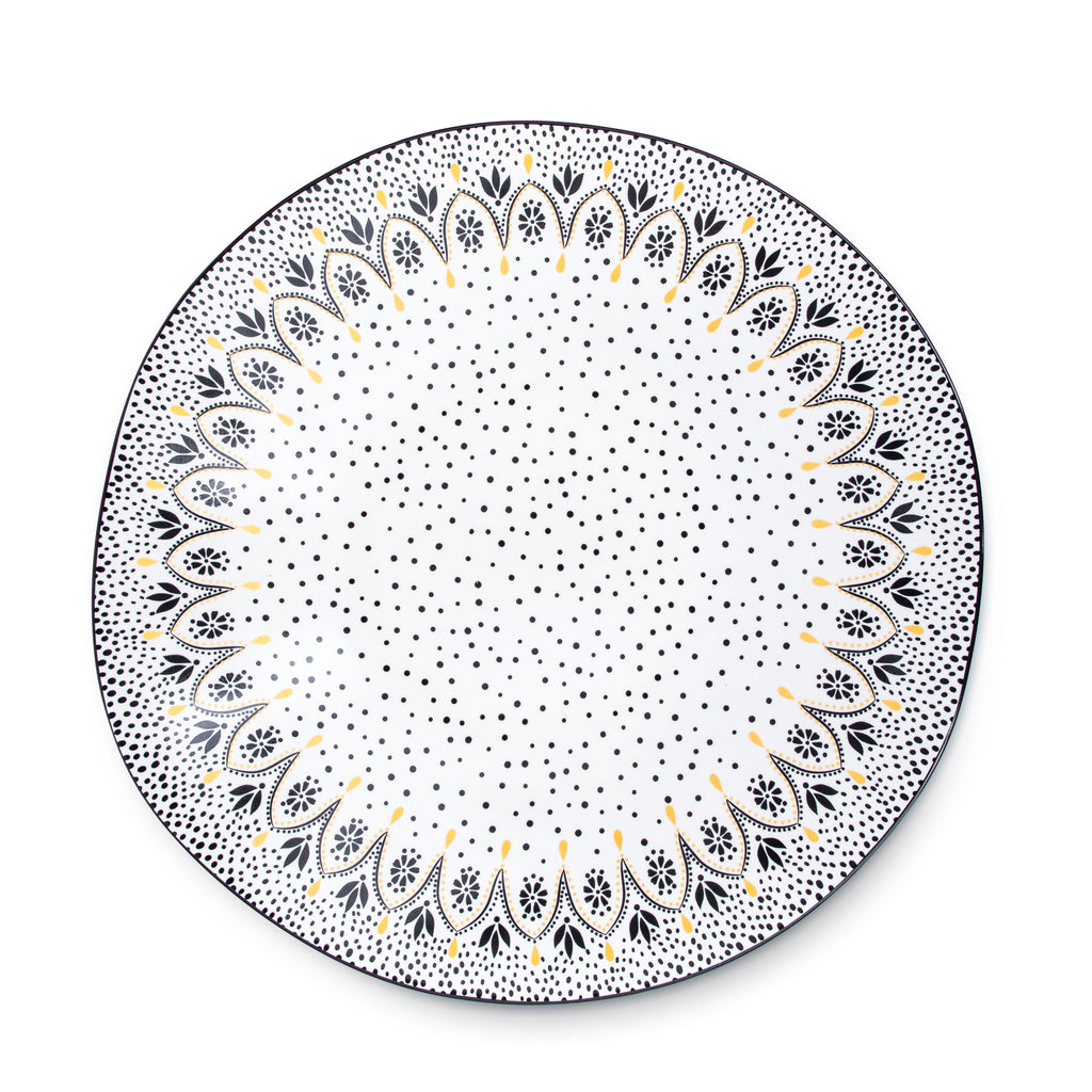 Sara Miller London Artisanne Noir Collection Large Serving Bowl - Mandala 36.2cm Single