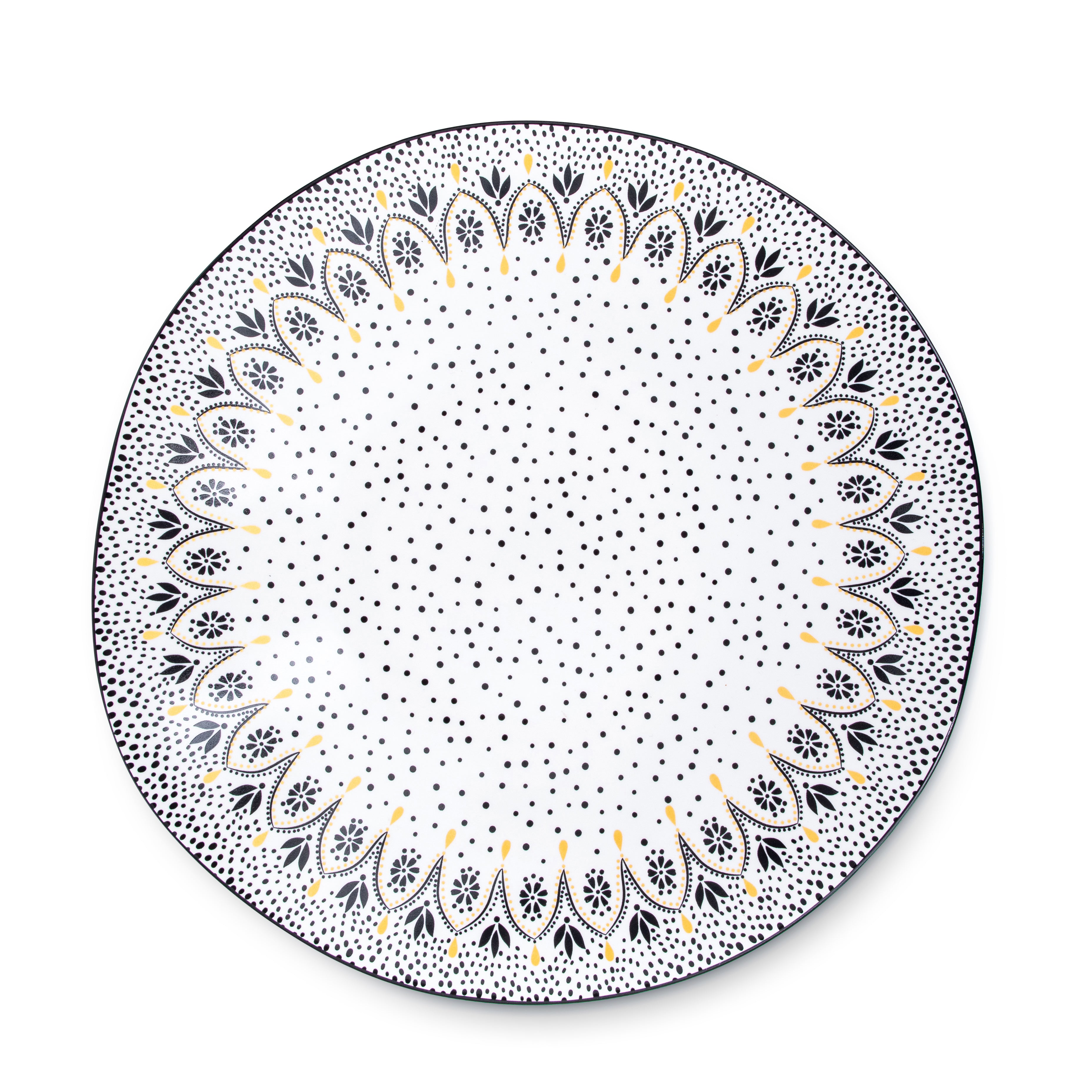Sara Miller London Artisanne Noir Collection Large Serving Bowl - Mandala 36.2cm Single
