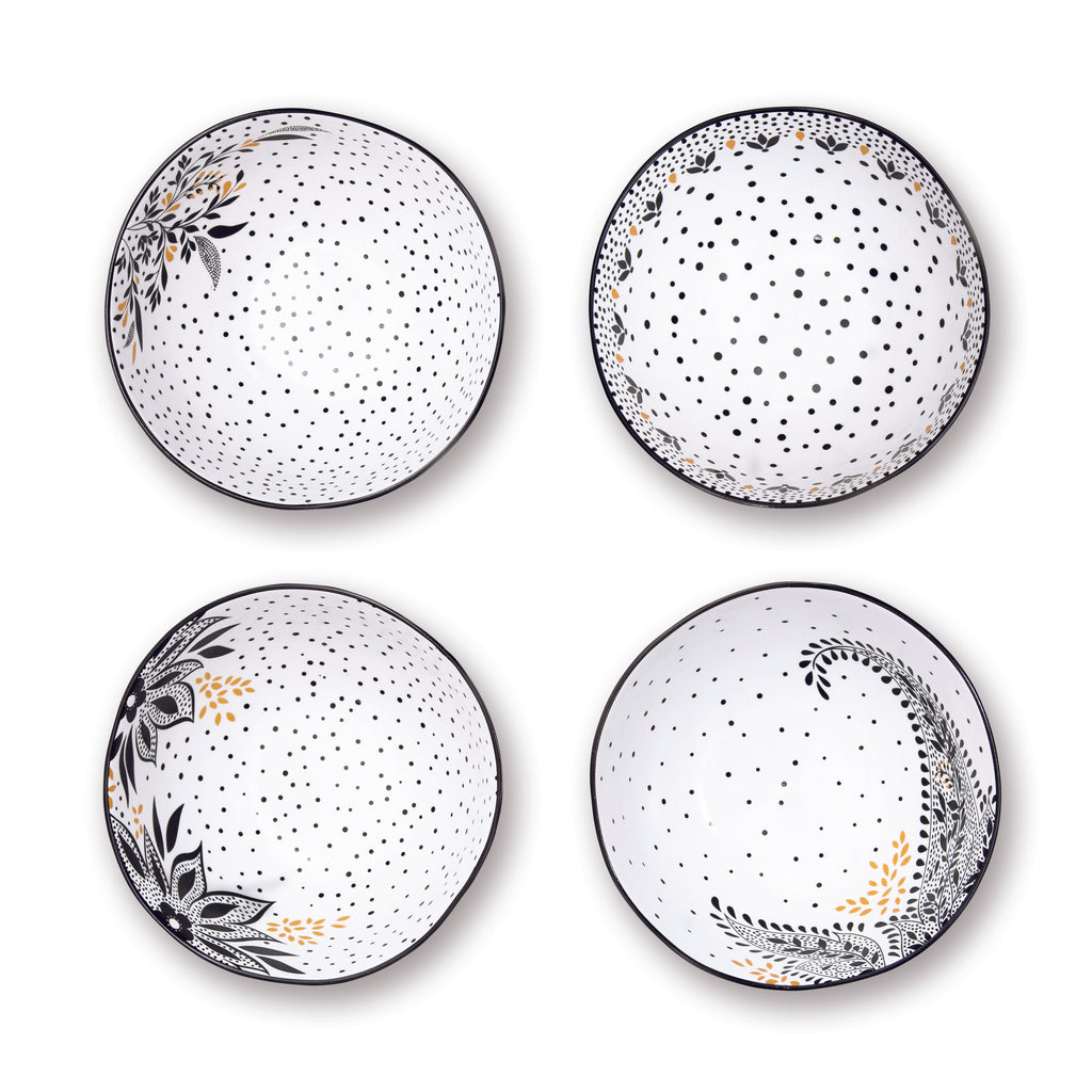 Sara Miller London Artisanne Noir Collection Small Bowl - Set of 4 13cm Boxed Set