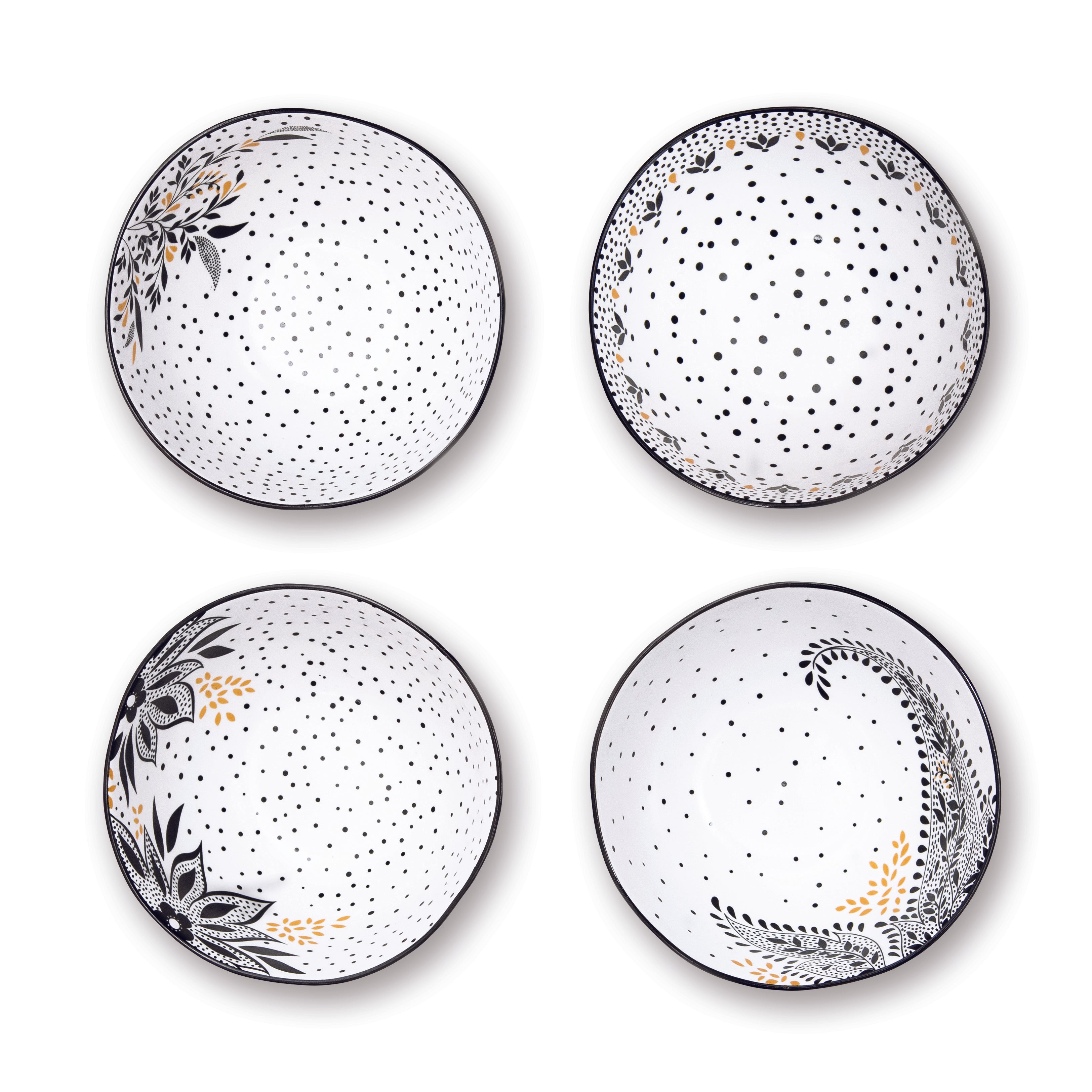 Sara Miller London Artisanne Noir Collection Small Bowl - Set of 4 13cm Boxed Set