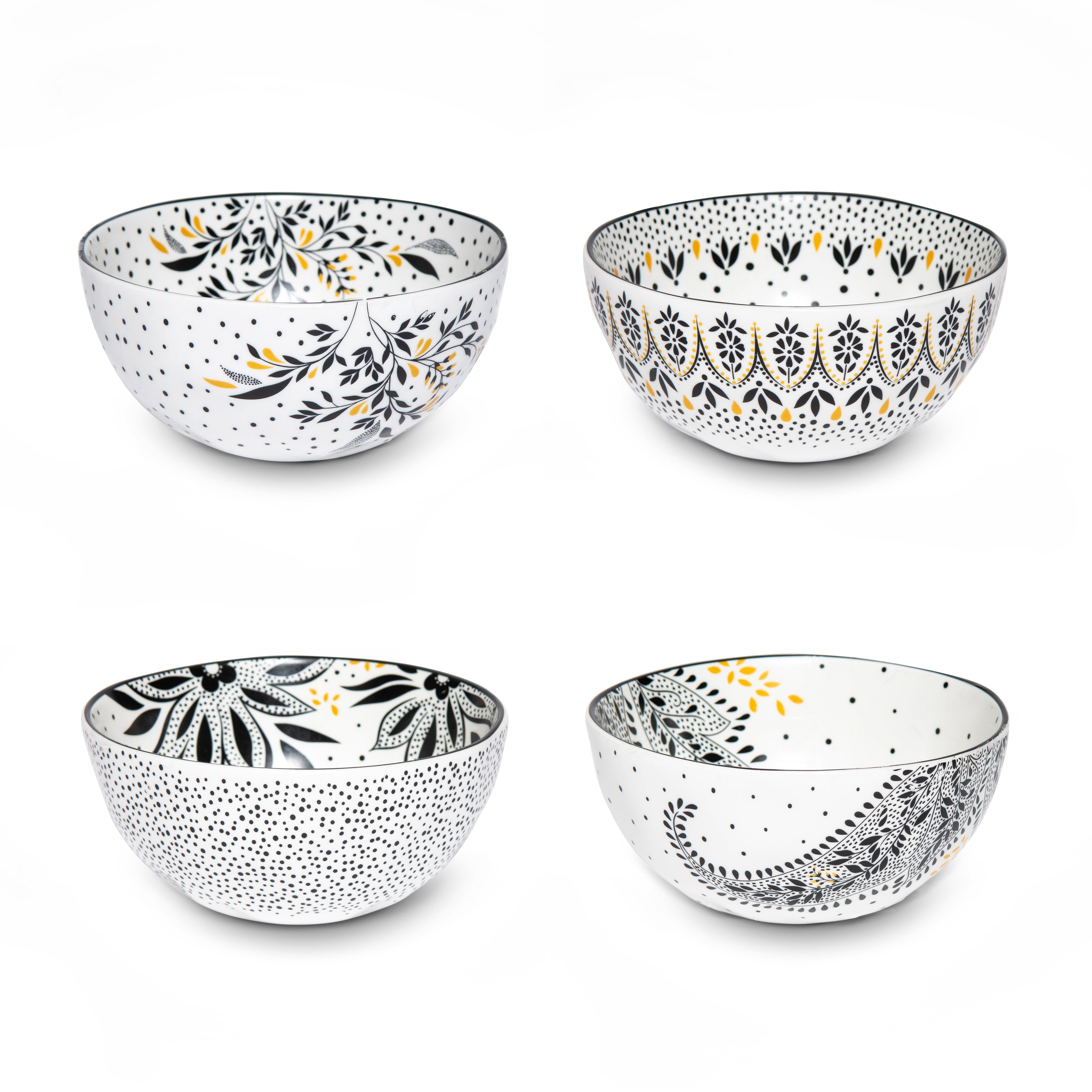 Sara Miller London Artisanne Noir Collection Small Bowl - Set of 4 13cm Boxed Set