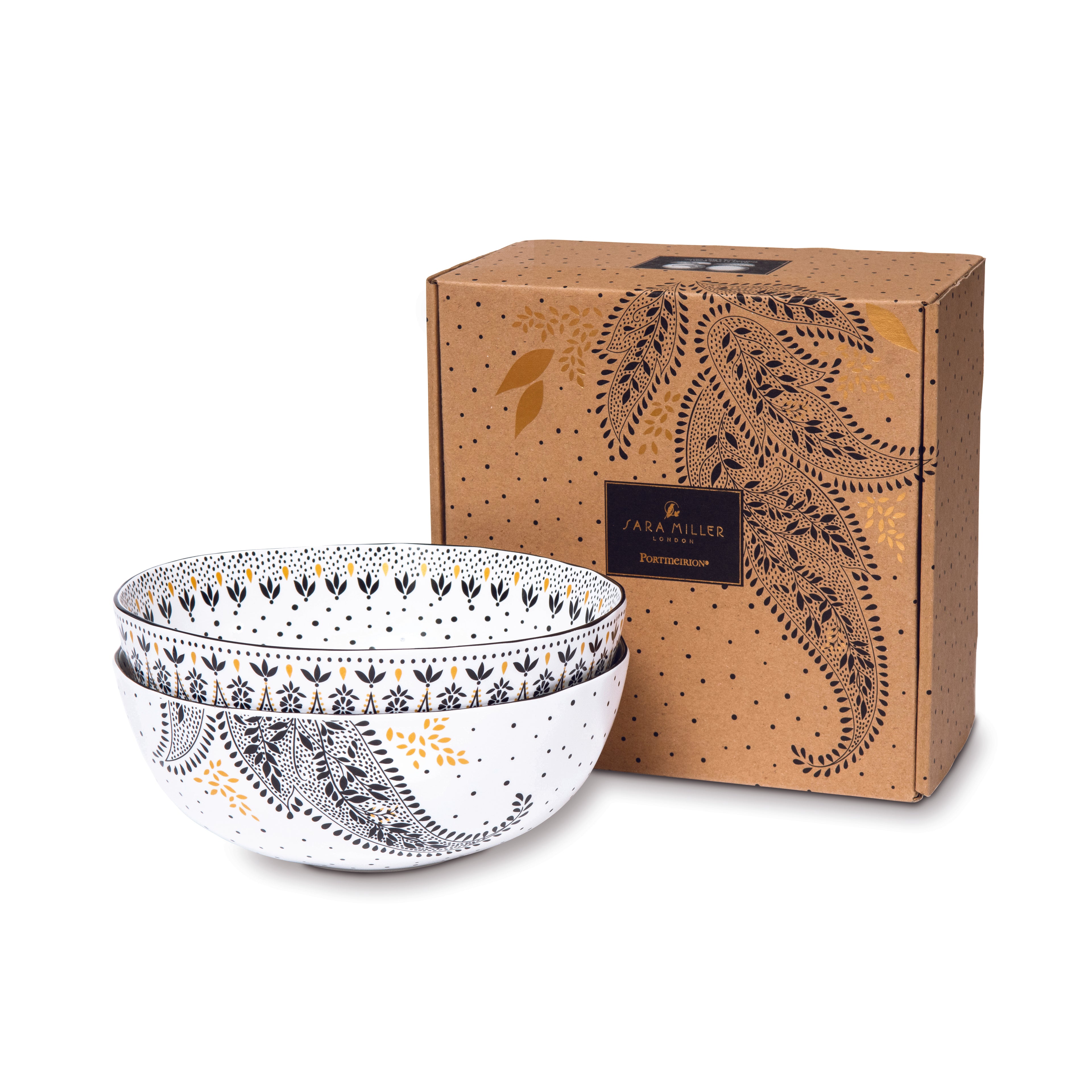 Sara Miller London Artisanne Noir Collection Large Bowl - Set of 2 22.3cm Boxed Set