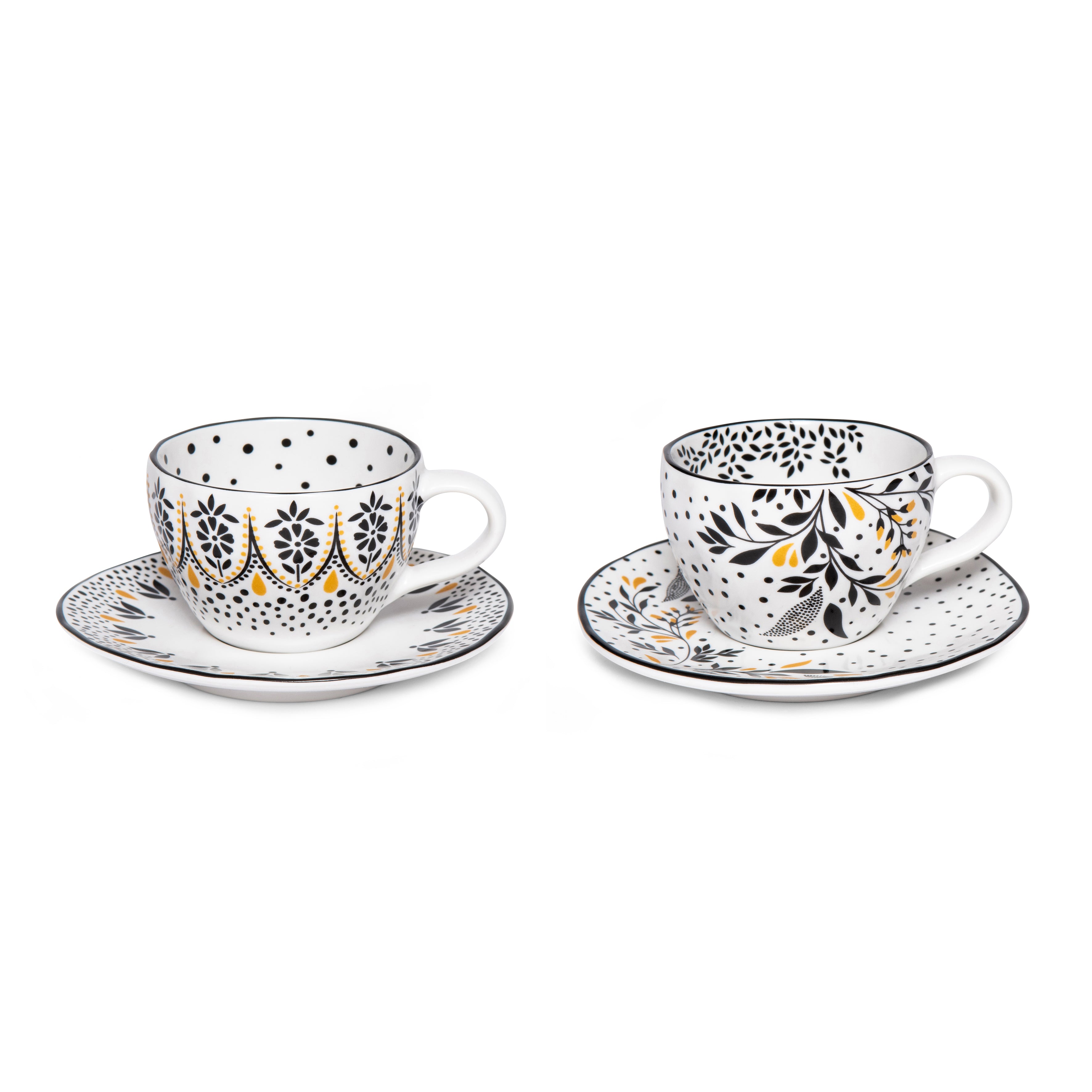 Sara Miller London Artisanne Noir Collection Espresso Cup & Saucer - Set of 2 85ml Boxed Set