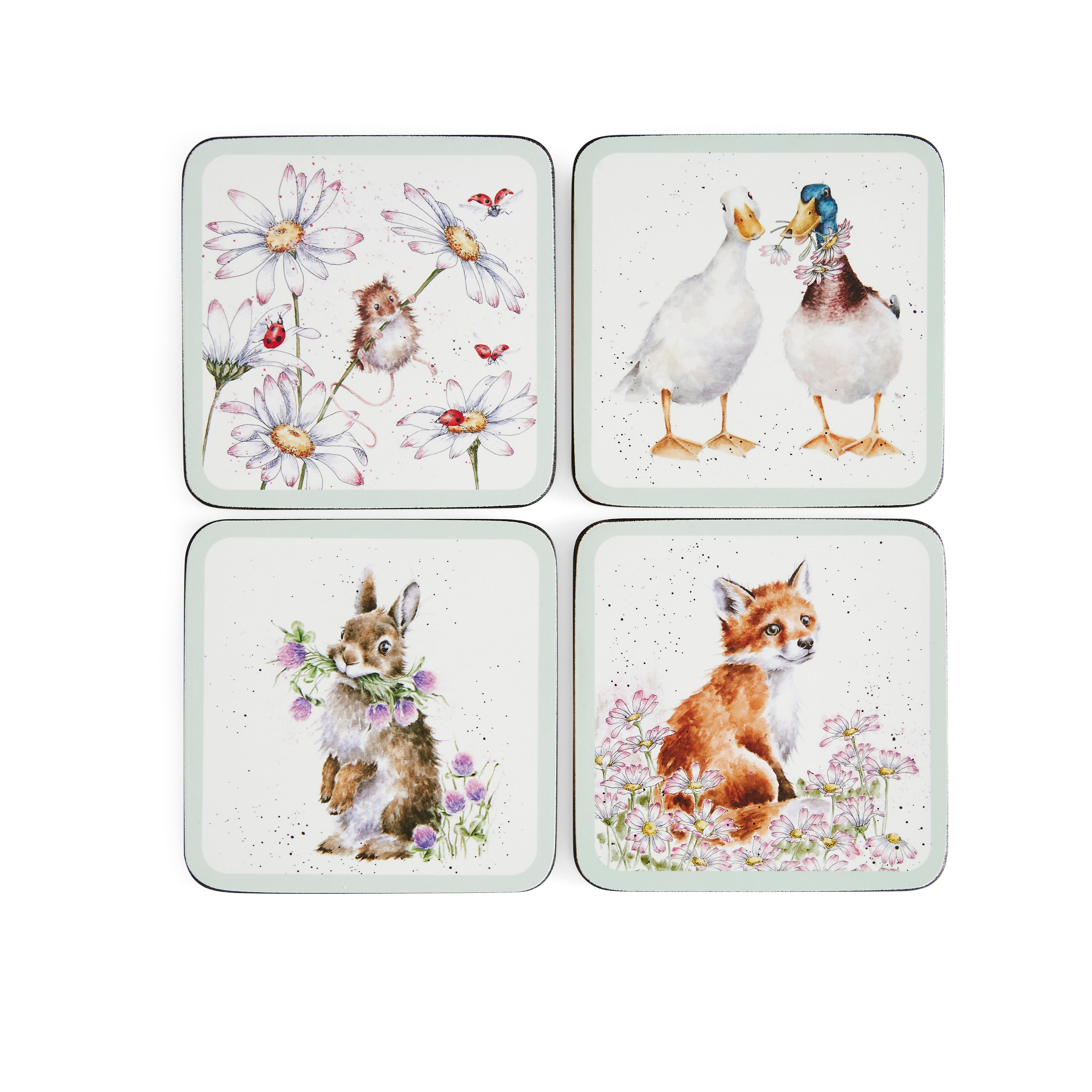 Wrendale Designs Wildflowers Coasters - Set of 4 10.5 x 10.5cm Boxed Set