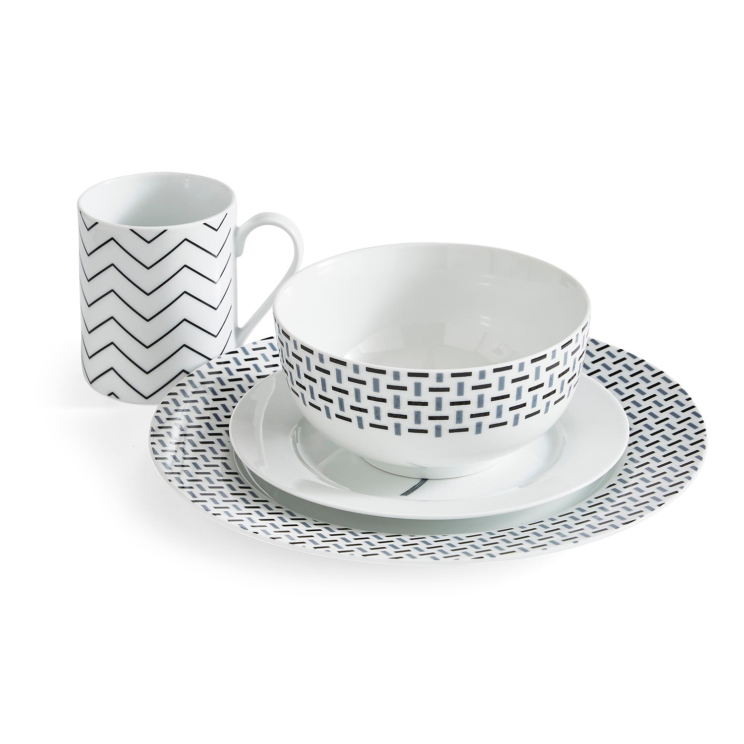 Portmeirion Home Stella 16 Piece Set Plate 27cm/10.6", Plate 19cm/7.5", 
Bowl 14cm/5.5", Mug 0.33L/11fl.oz. Boxed Set