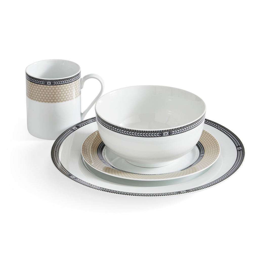 Portmeirion Home Vintage Chic 16 Piece Set Plate 27cm/10.6", Plate 19cm/7.5", 
Bowl 14cm/5.5", Mug 0.33L/11fl.oz. Boxed Set