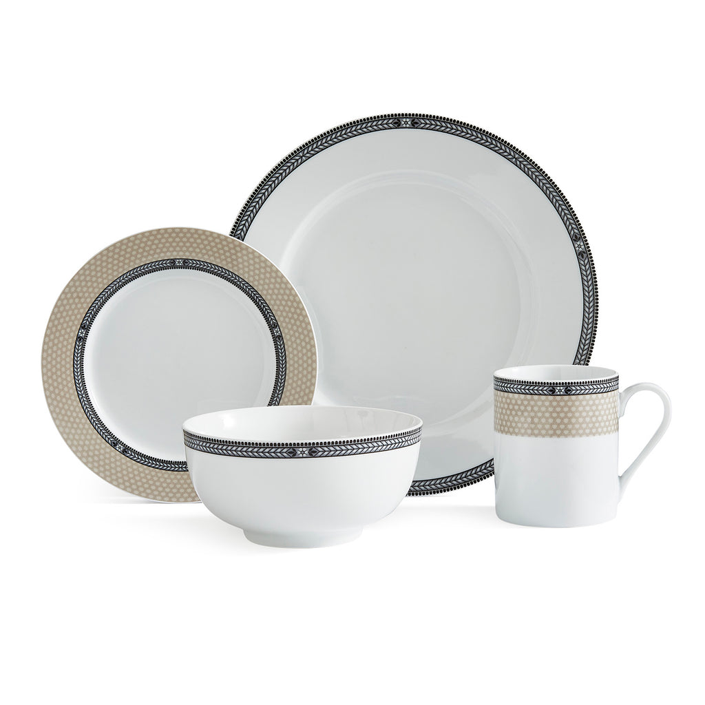 Portmeirion Home Vintage Chic 16 Piece Set Plate 27cm/10.6", Plate 19cm/7.5", 
Bowl 14cm/5.5", Mug 0.33L/11fl.oz. Boxed Set