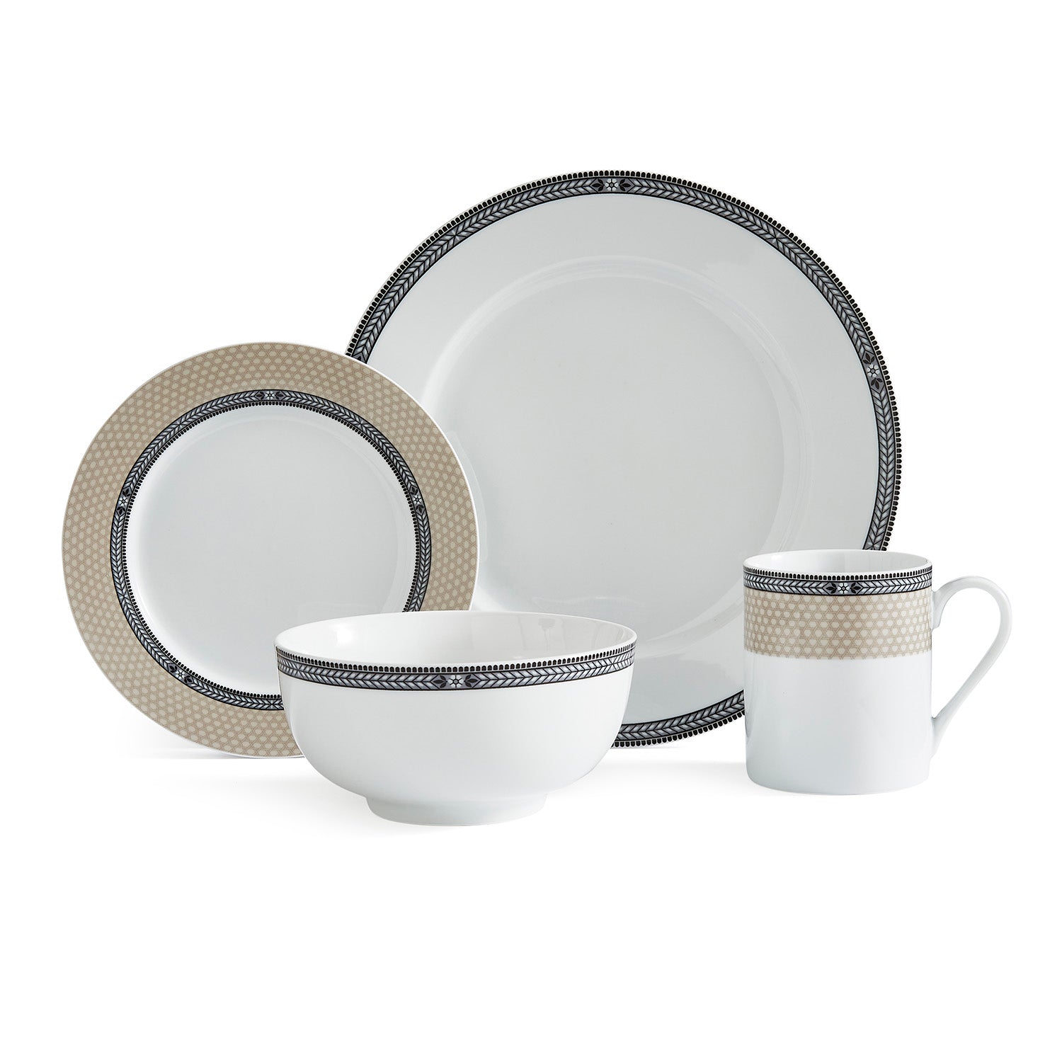 Portmeirion Home Vintage Chic 16 Piece Set Plate 27cm/10.6", Plate 19cm/7.5", 
Bowl 14cm/5.5", Mug 0.33L/11fl.oz. Boxed Set