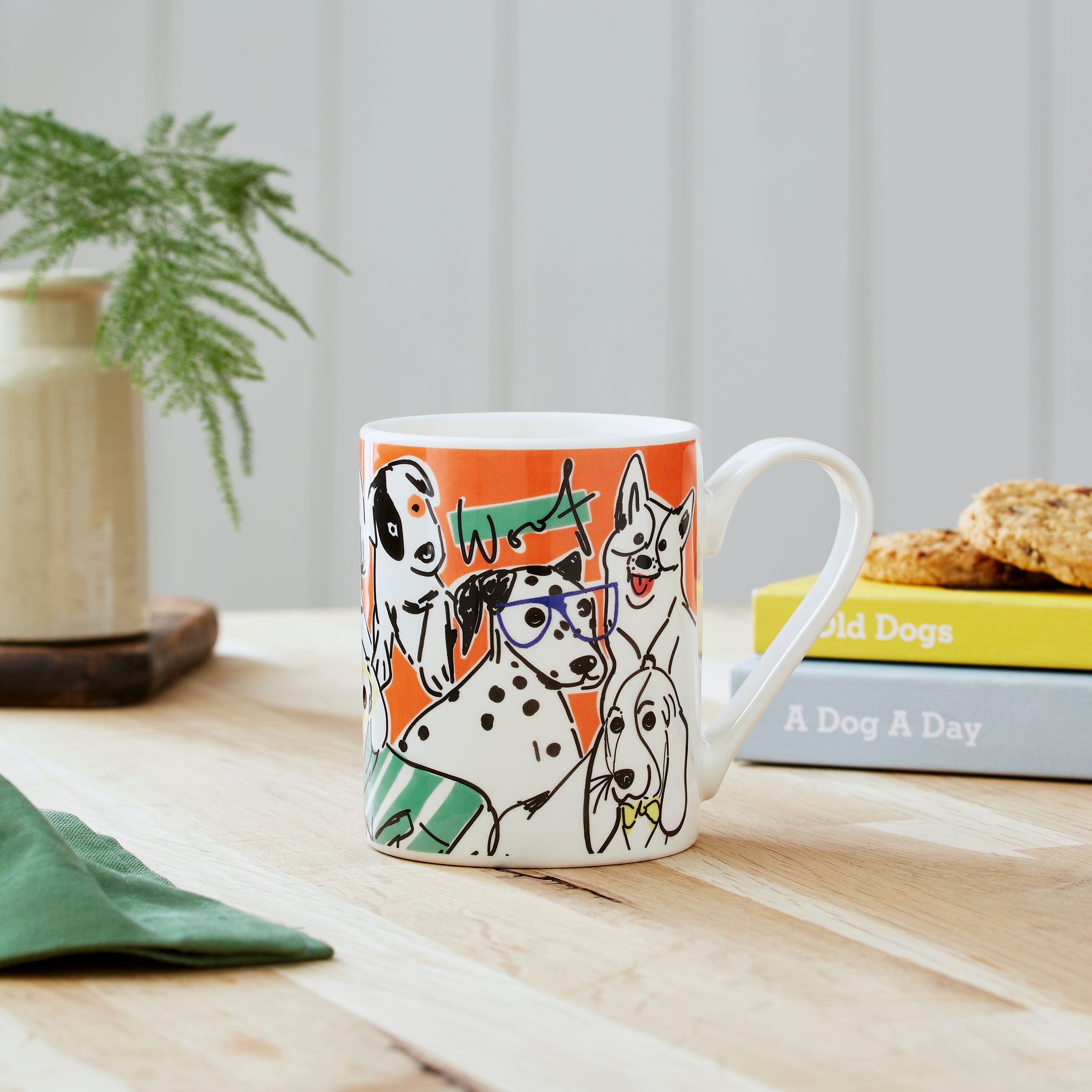 Mug Meirion Bright Orange Dogs Mug 0.35L Set of 6