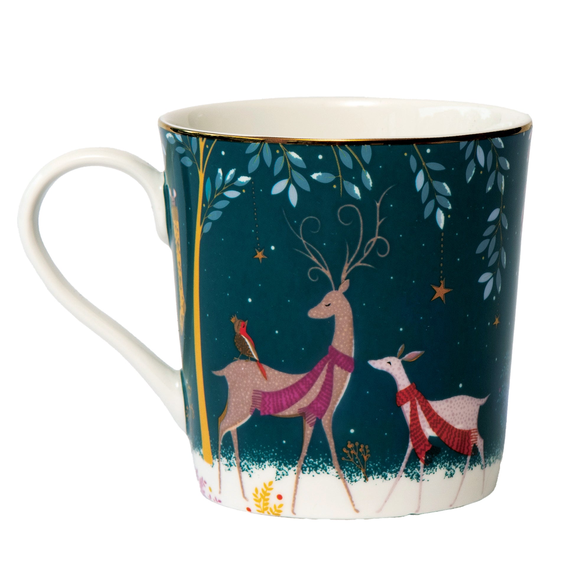 Sara Miller London Artisanne Noir Collection Mug - Deer & Robin 0.34L Single
