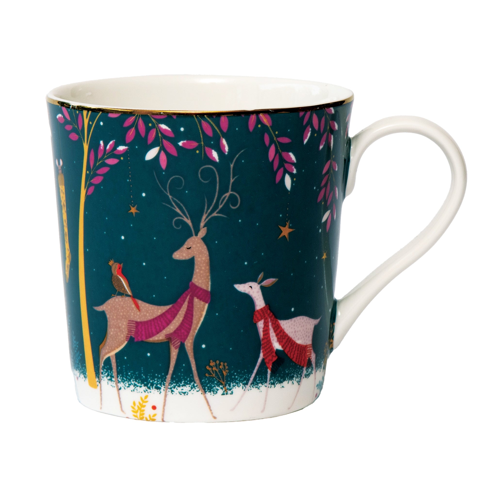 Sara Miller London Artisanne Noir Collection Mug - Deer & Robin 0.34L Single