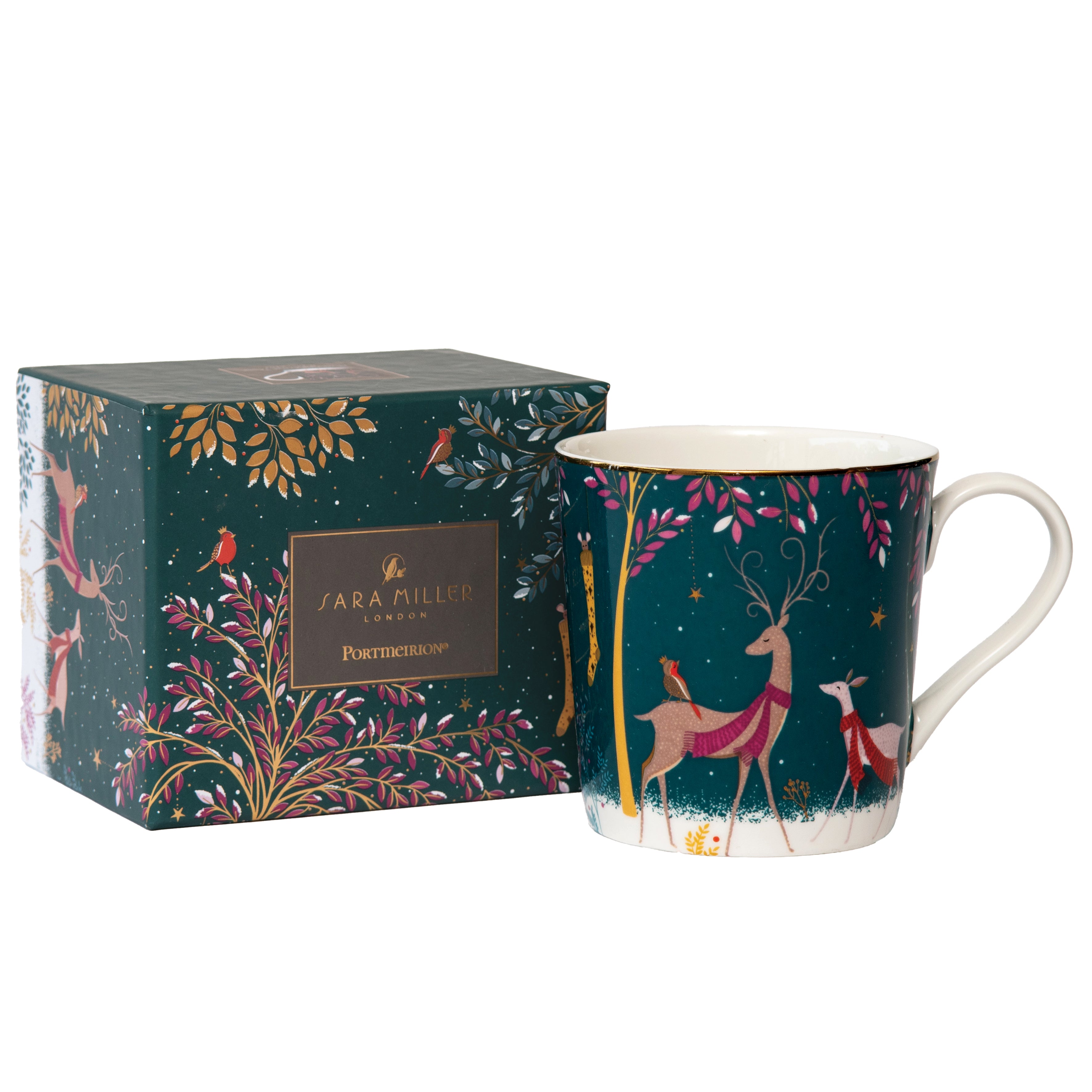 Sara Miller London Artisanne Noir Collection Mug - Deer & Robin 0.34L Single