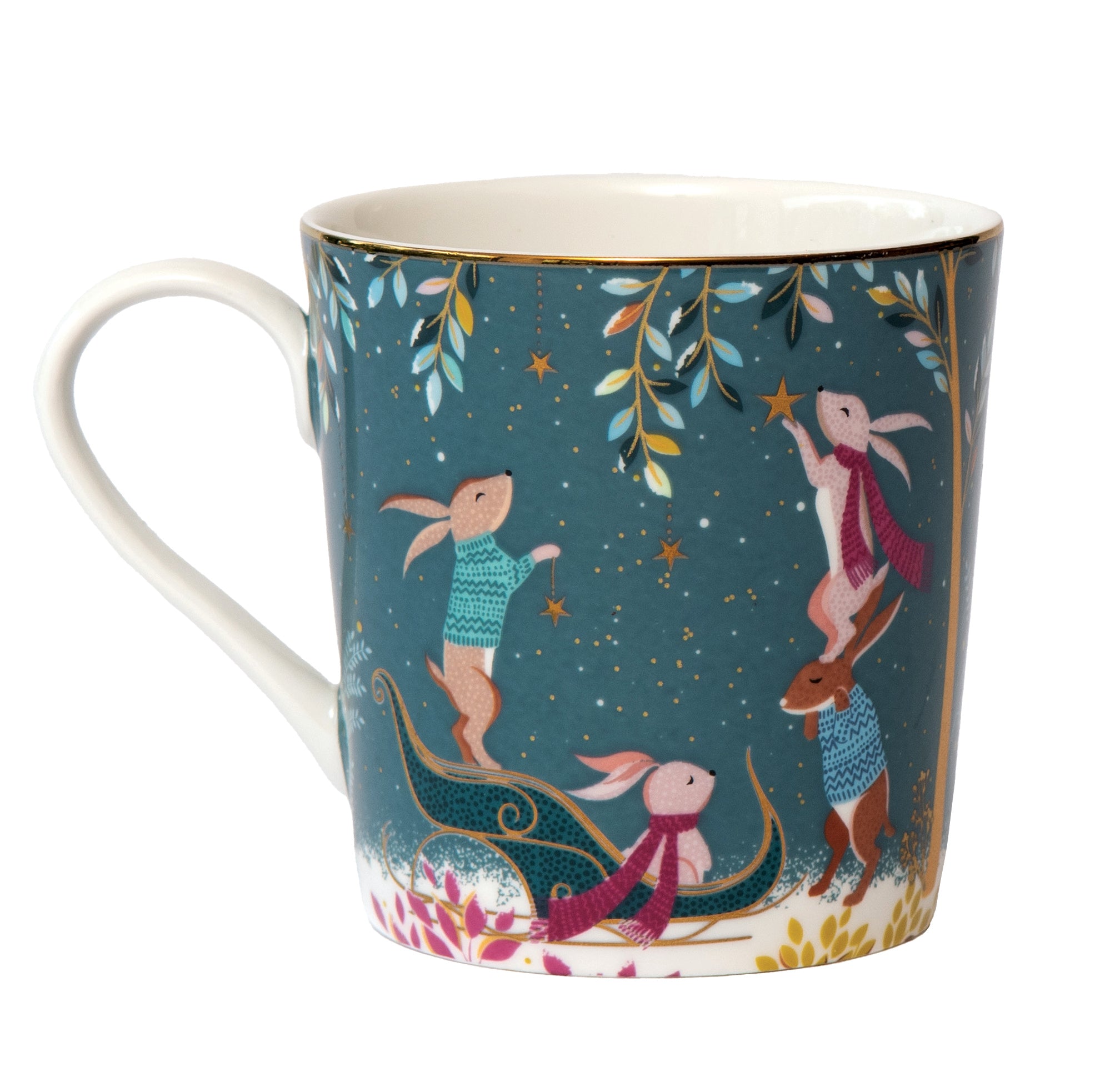 Sara Miller London Artisanne Noir Collection Mug - Rabbit Sleigh 0.34L Single