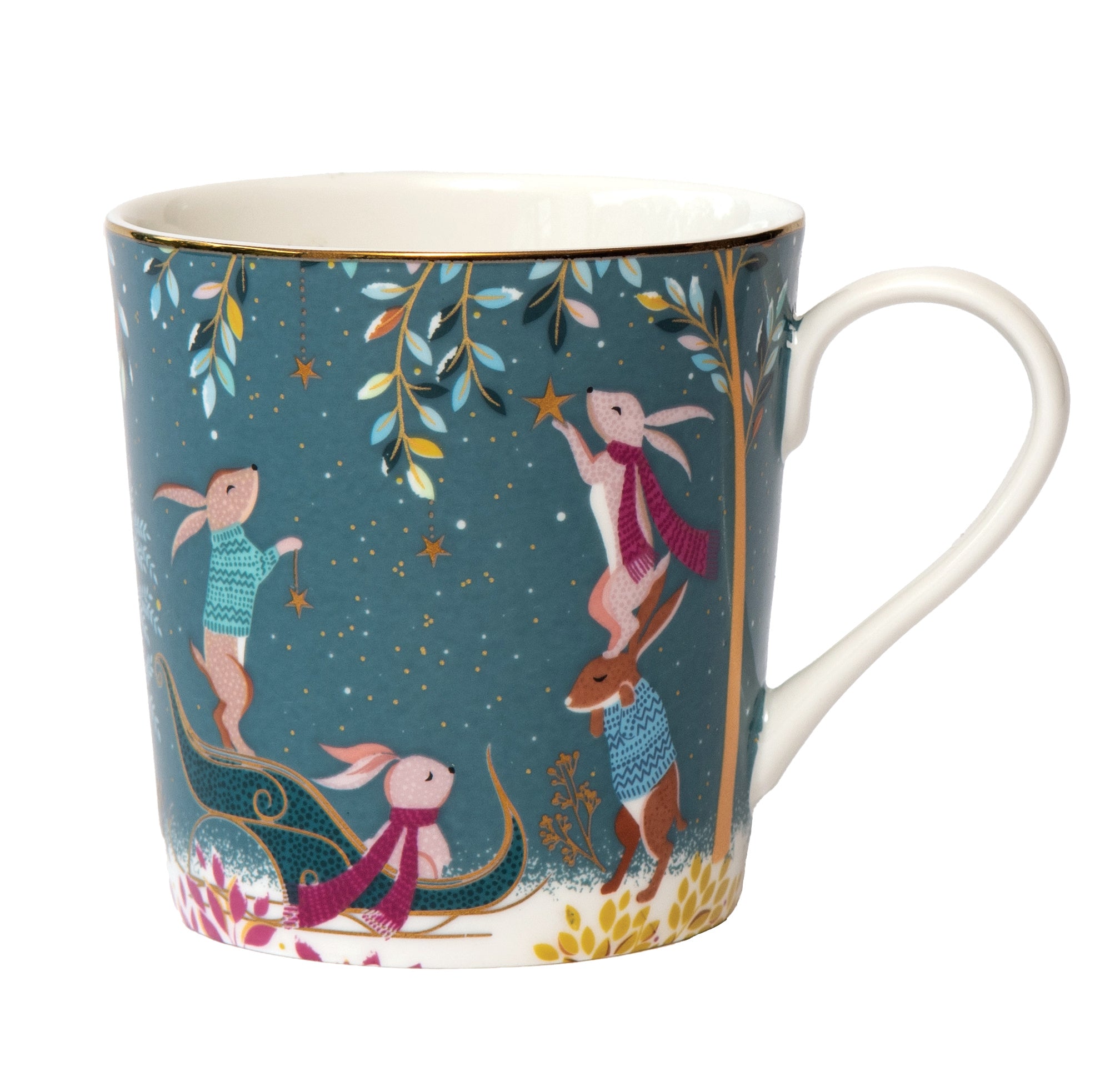 Sara Miller London Artisanne Noir Collection Mug - Rabbit Sleigh 0.34L Single