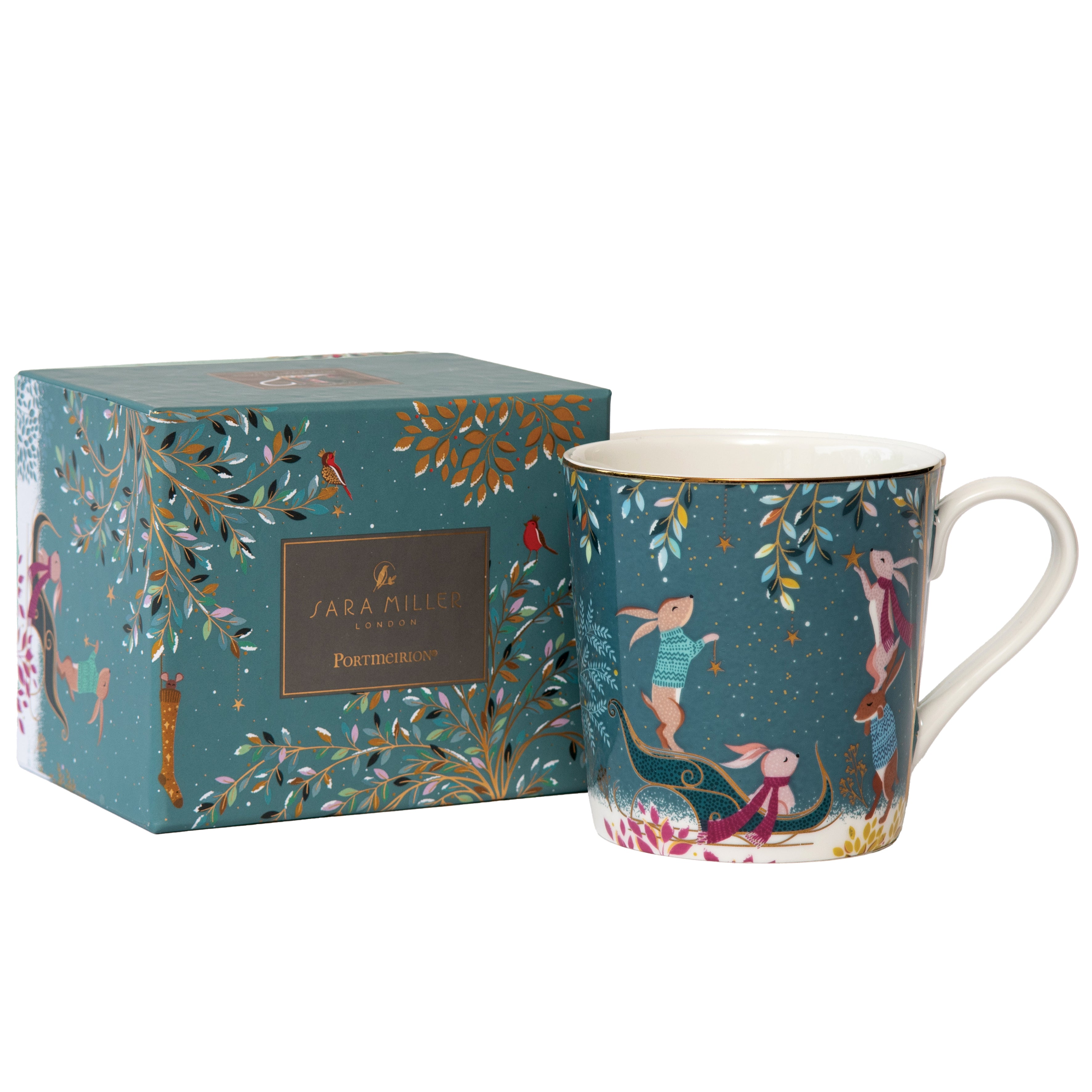 Sara Miller London Artisanne Noir Collection Mug - Rabbit Sleigh 0.34L Single