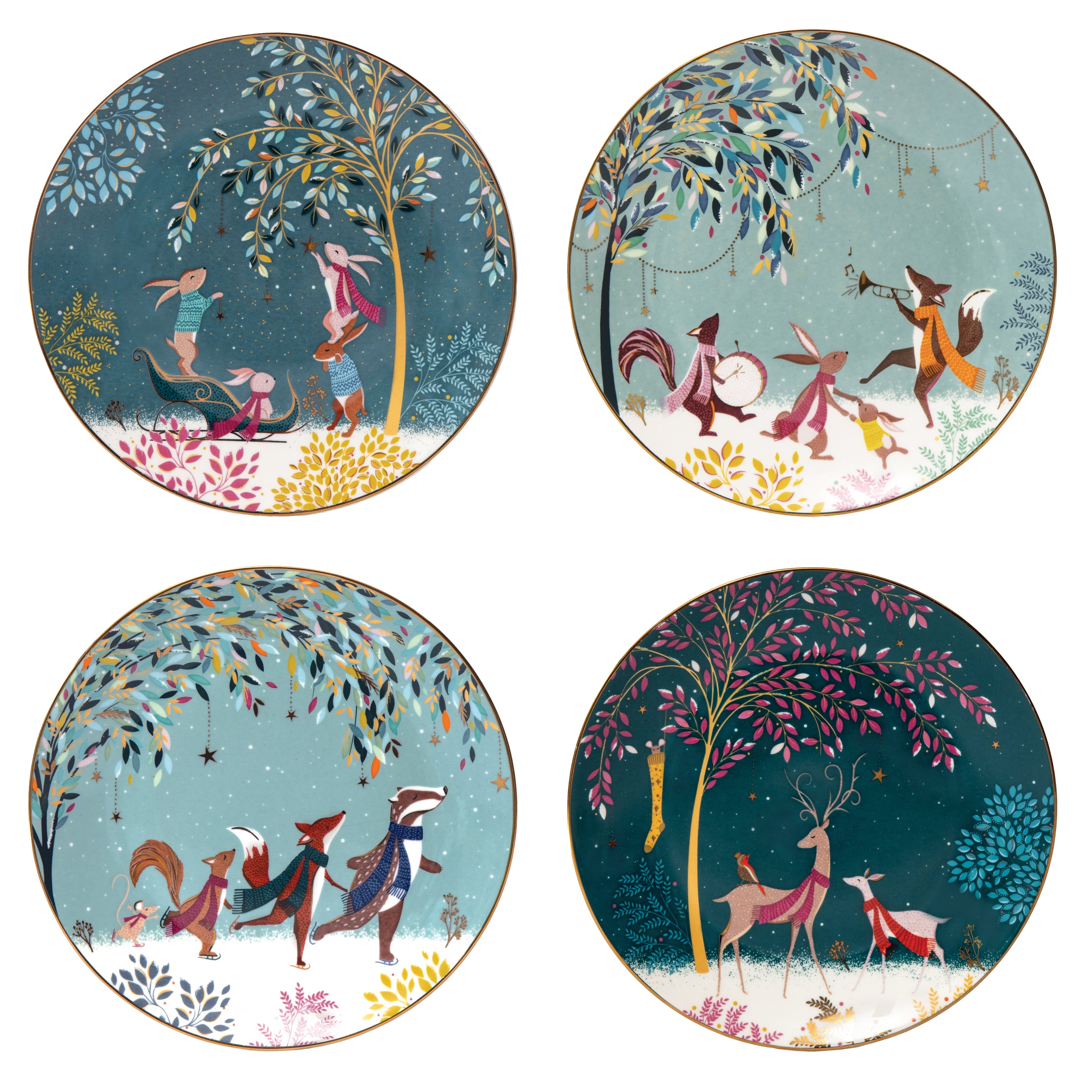 Sara Miller London Artisanne Noir Collection Plates - Assorted - Set of 4 20cm Boxed Set