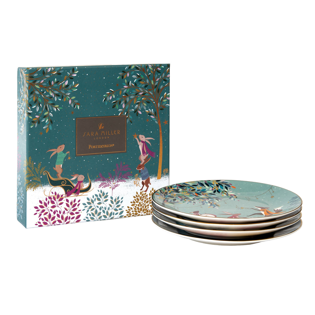 Sara Miller London Artisanne Noir Collection Plates - Assorted - Set of 4 20cm Boxed Set