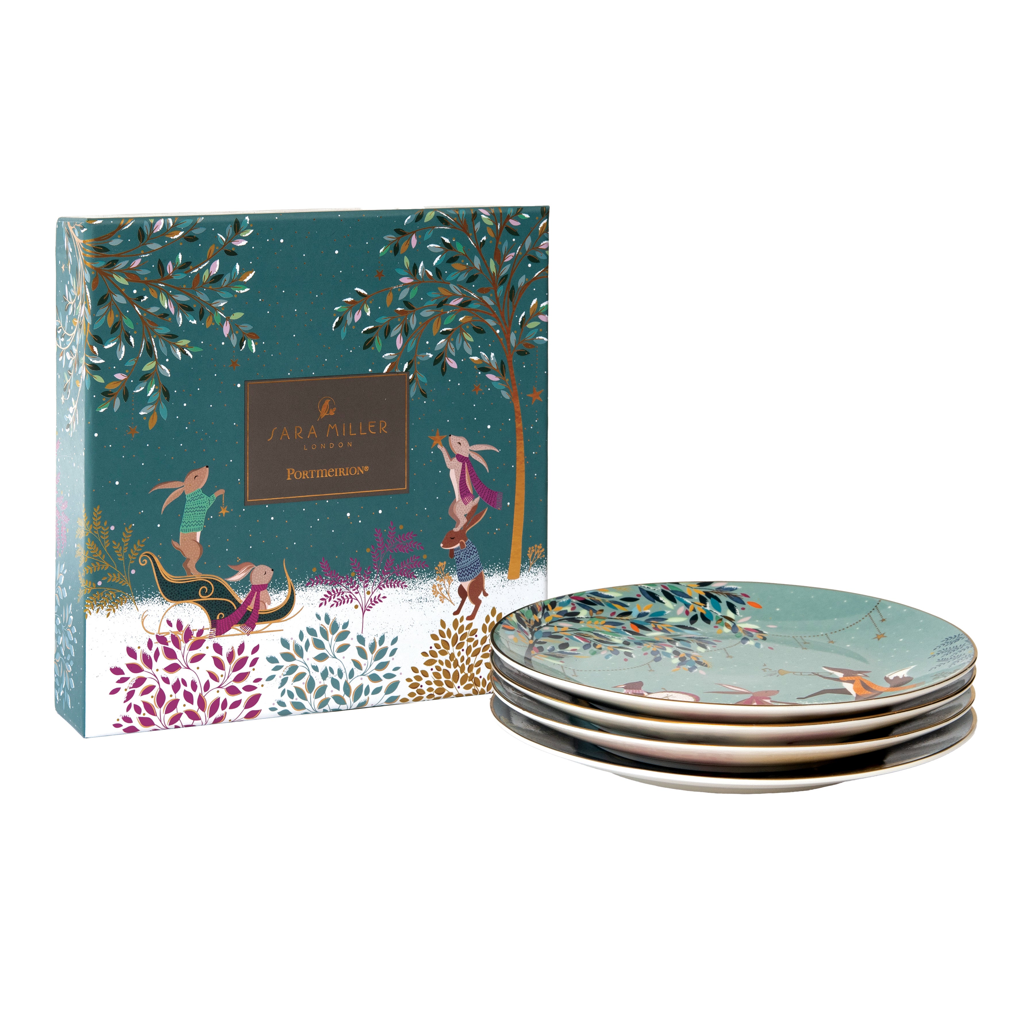 Sara Miller London Artisanne Noir Collection Plates - Assorted - Set of 4 20cm Boxed Set