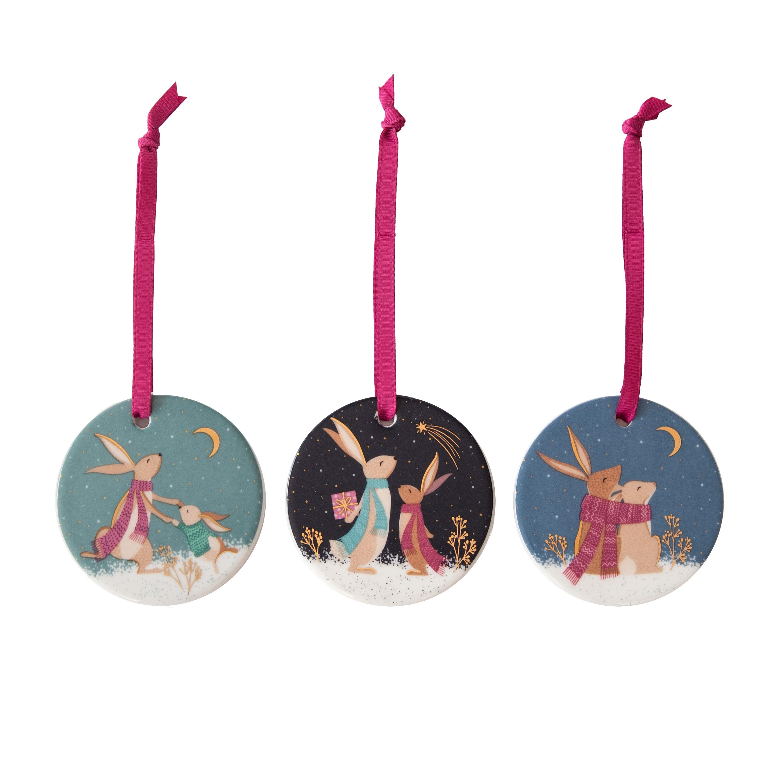 Sara Miller London Artisanne Noir Collection Christmas Decorations - Assorted - Set of 3 7cm diam. Boxed Set