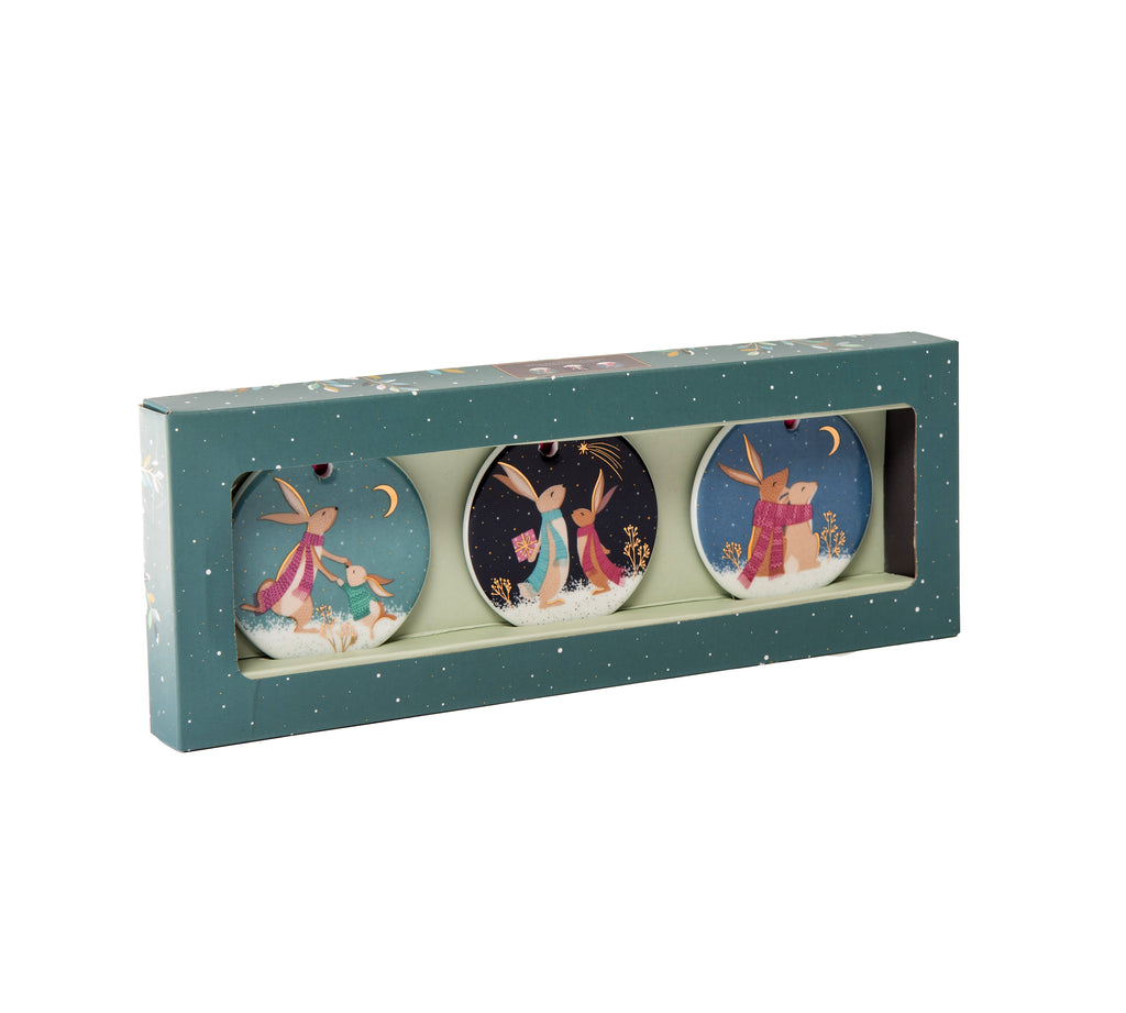 Sara Miller London Artisanne Noir Collection Christmas Decorations - Assorted - Set of 3 7cm diam. Boxed Set