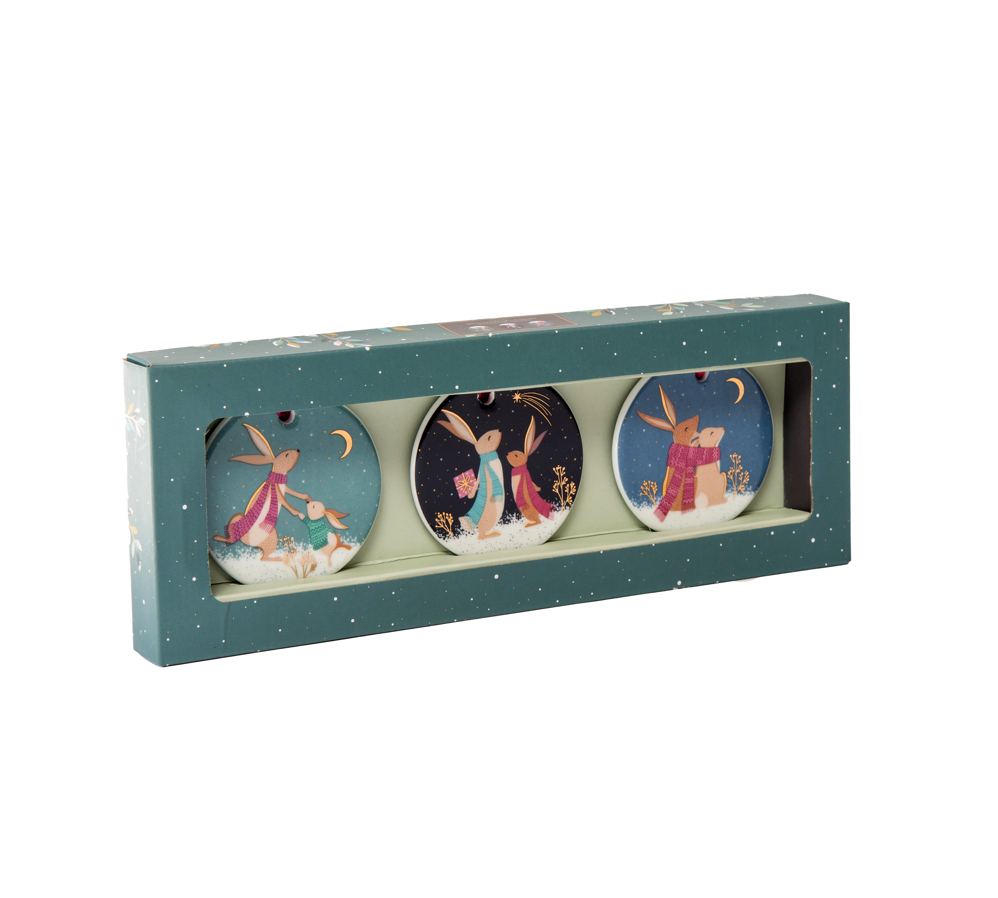 Sara Miller London Artisanne Noir Collection Christmas Decorations - Assorted - Set of 3 7cm diam. Boxed Set