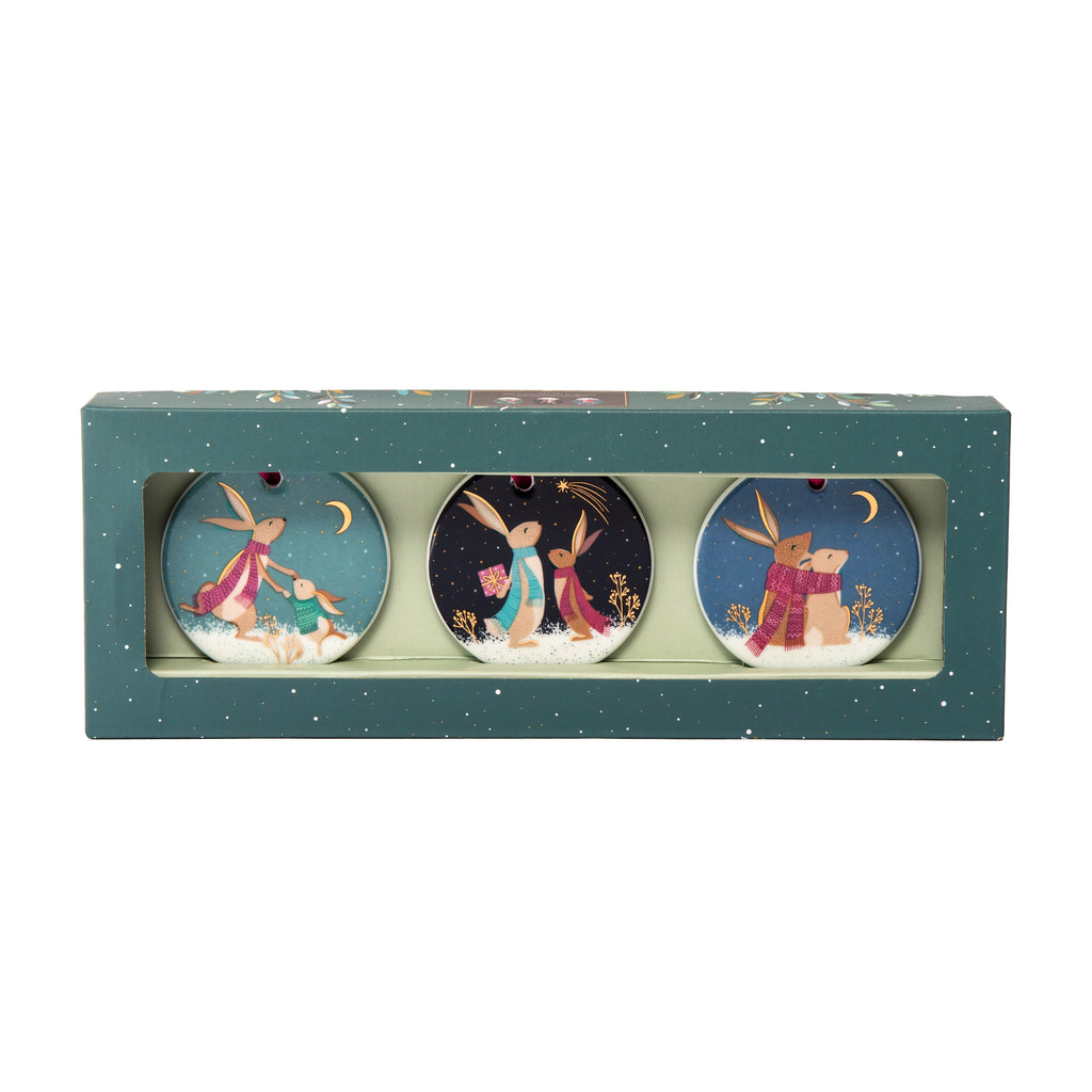 Sara Miller London Artisanne Noir Collection Christmas Decorations - Assorted - Set of 3 7cm diam. Boxed Set