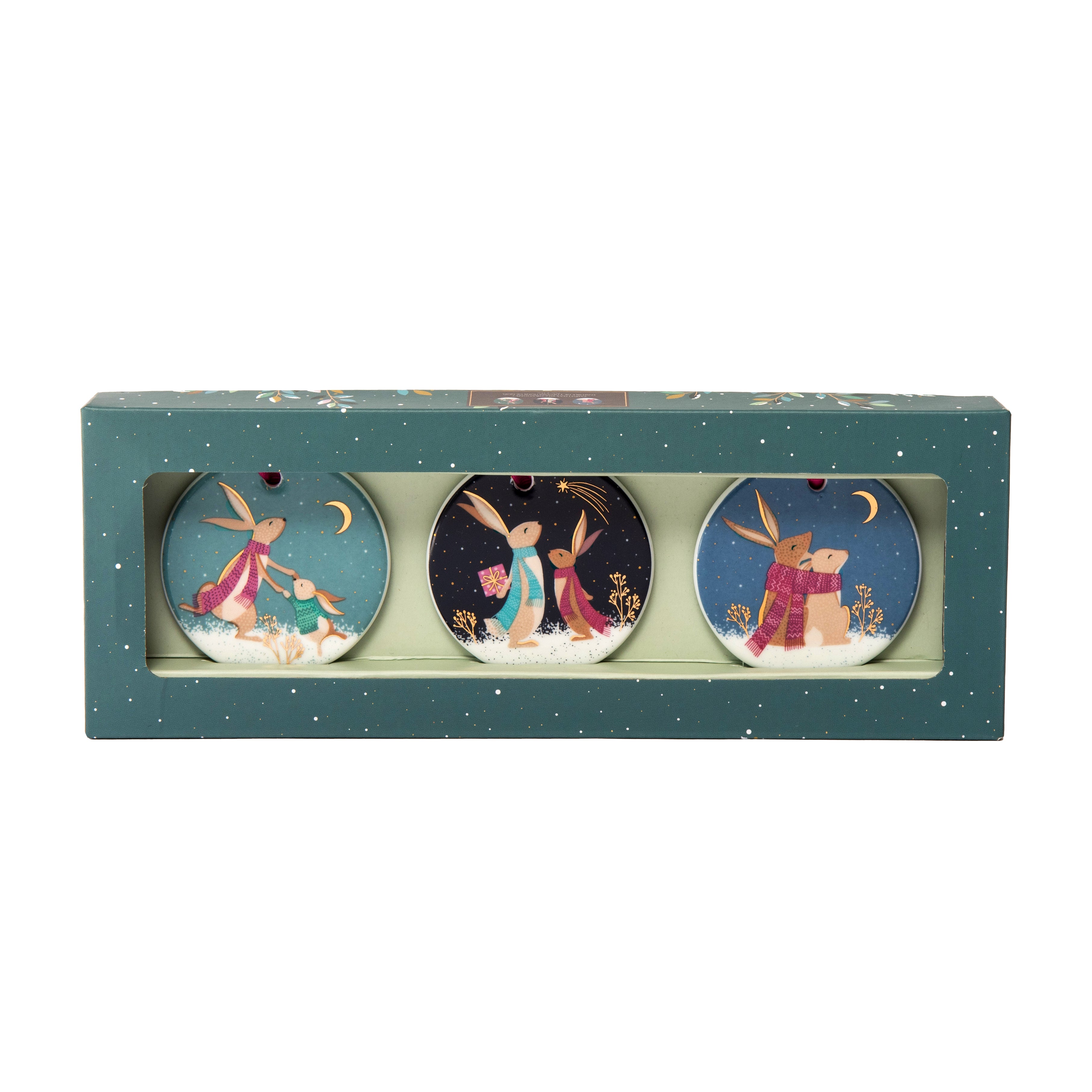 Sara Miller London Artisanne Noir Collection Christmas Decorations - Assorted - Set of 3 7cm diam. Boxed Set