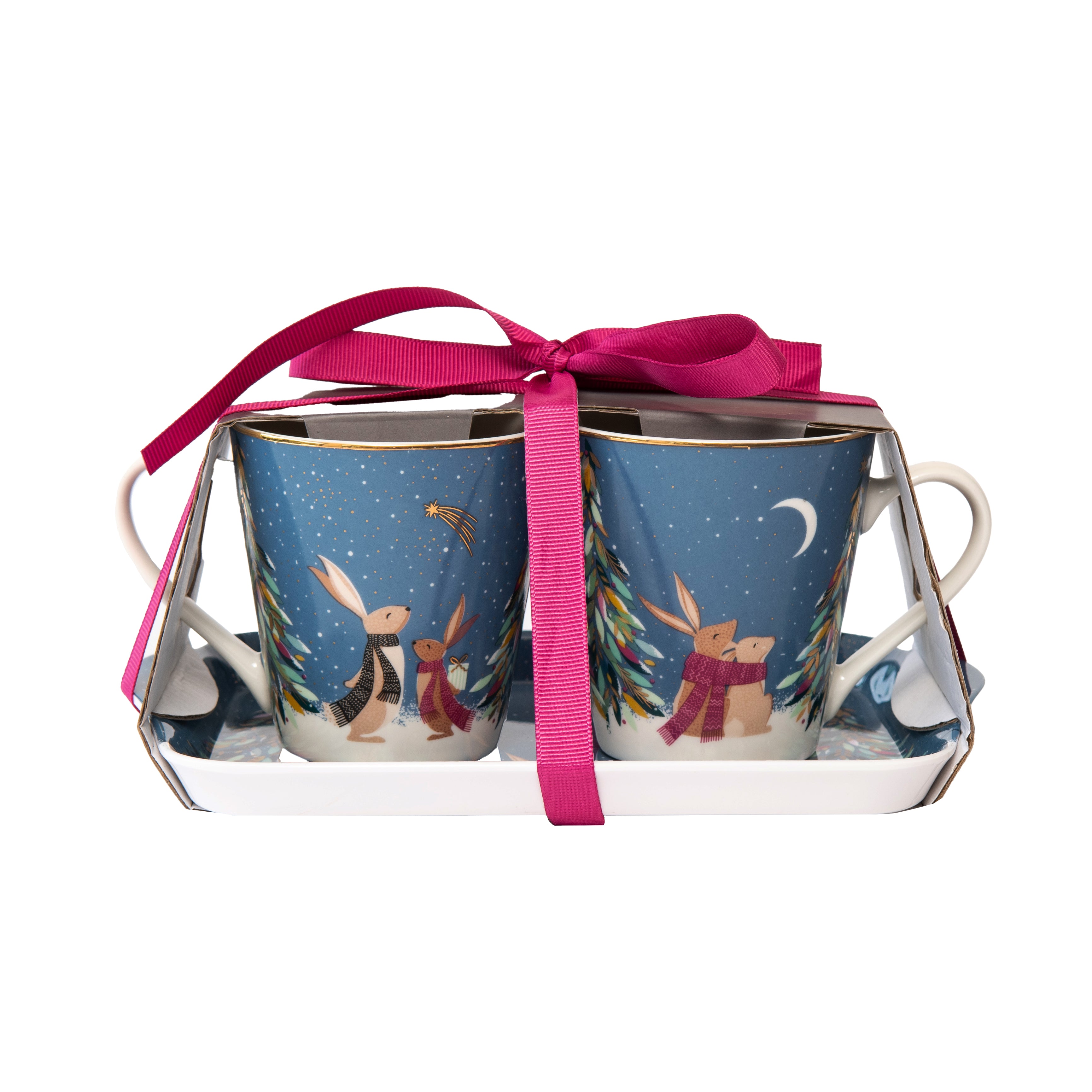 Sara Miller London Artisanne Noir Collection  Mug & Tray Set - Woodland Tales - French Blue Mug 0.18L Tray 21 x 14cm Single"