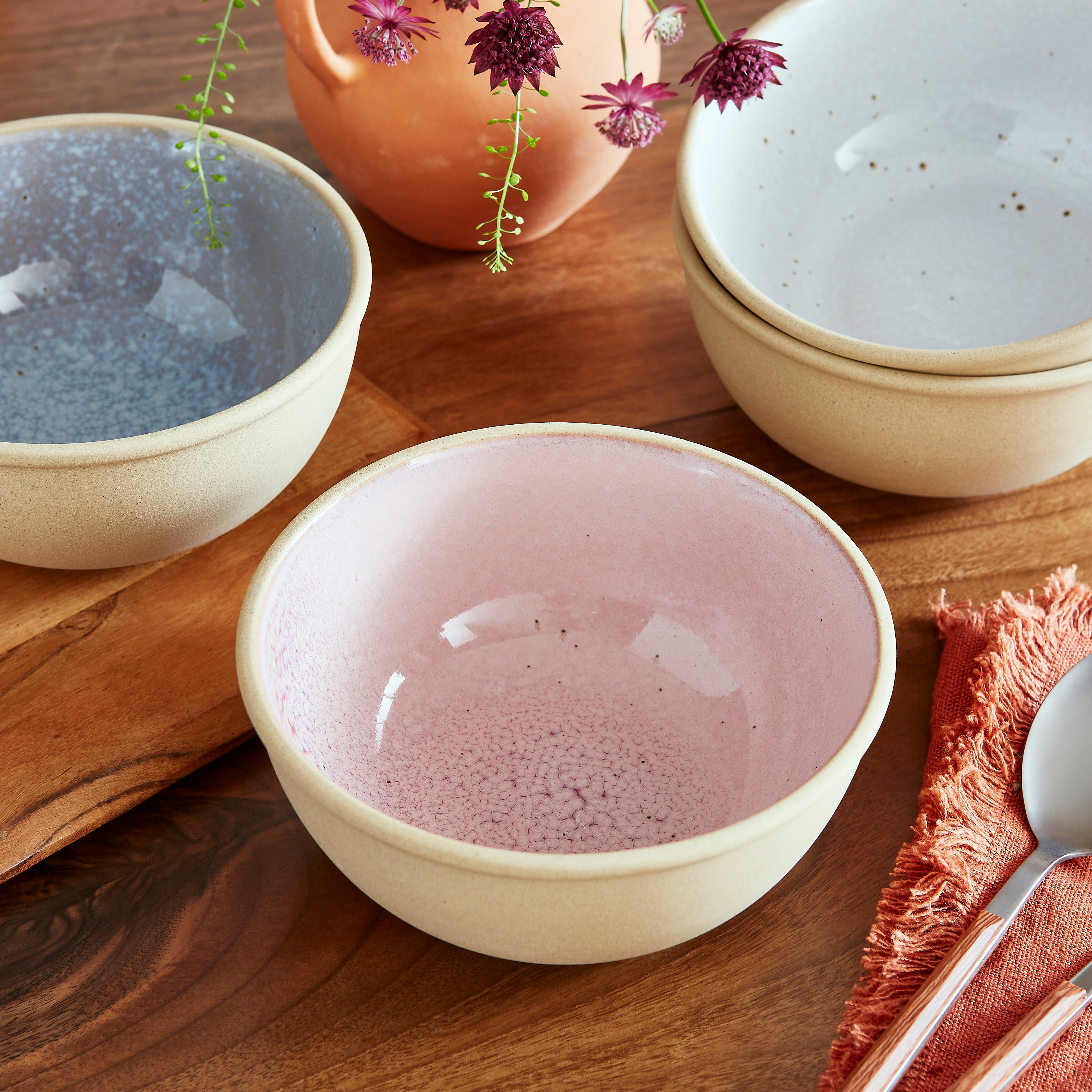 Minerals Medium Bowl - Rose Quartz 15.2cm Set of 4