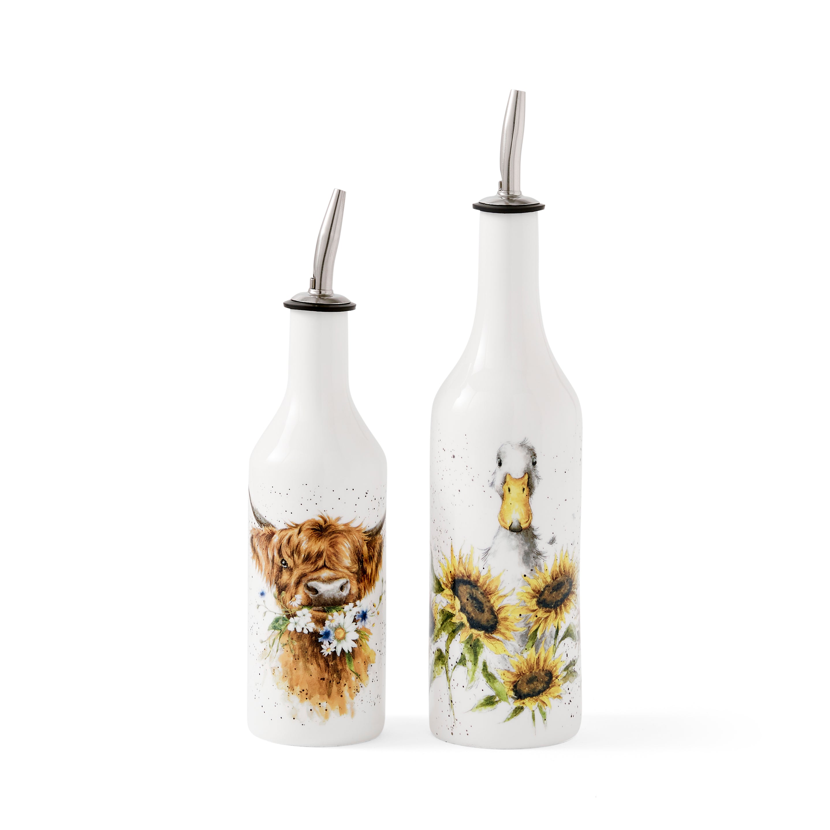 Wrendale Designs Oil & Vinegar Set (cow & duck) Oil 28cm / 762ml
Vinegar 27cm / 534ml Boxed Set