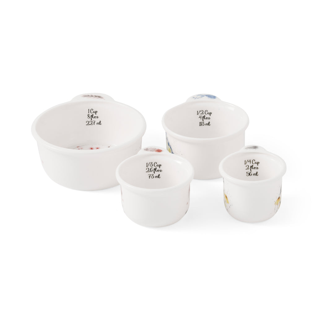 Wrendale Designs Measuring Cups (birds) 1 cup - 227ml
1/2 Cup - 113ml
1/3 cup - 73ml
1/4 cup - 56ml Boxed Set