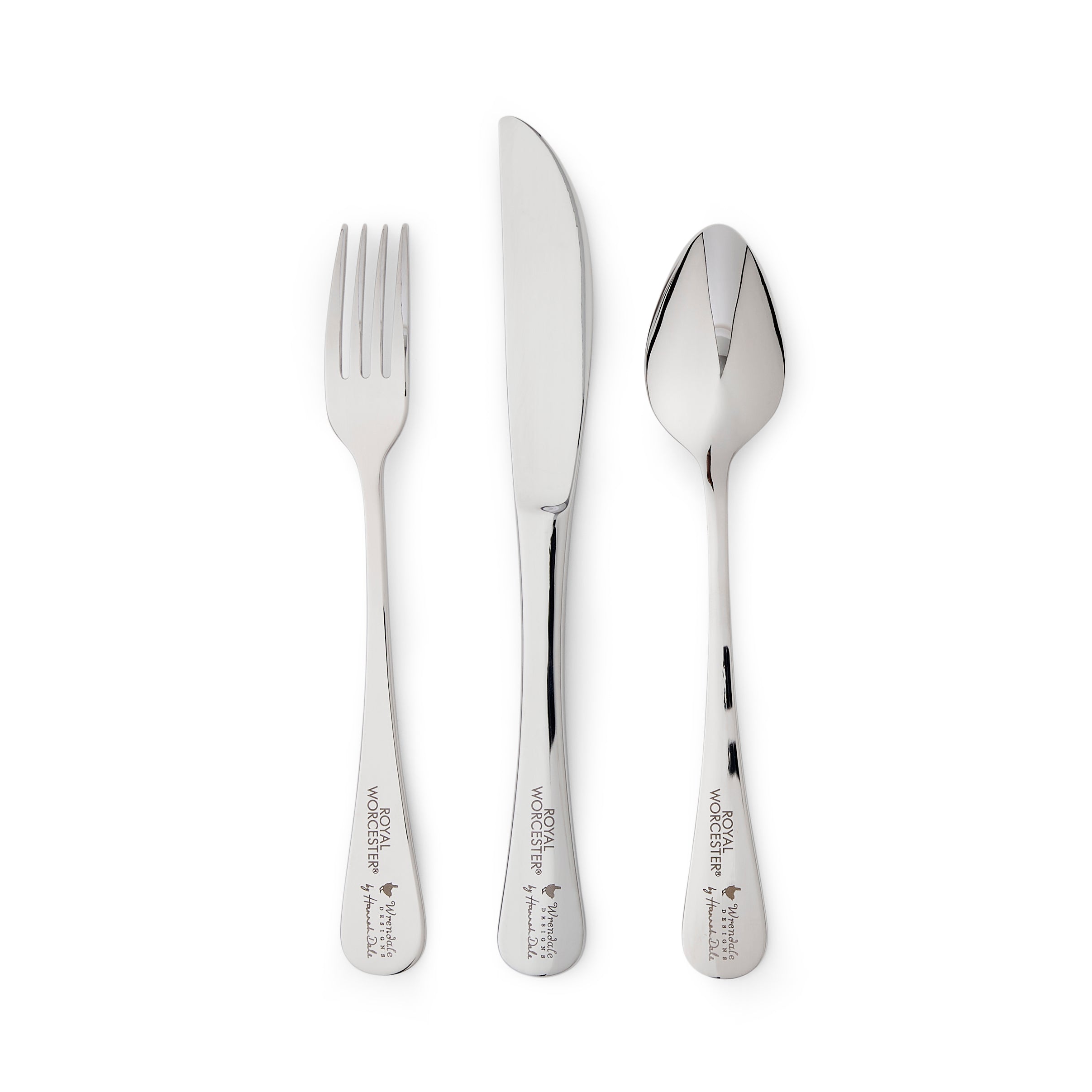 Royal Worcester Wrendale Designs 3 Piece Cutlery Set Fork: 16.3 cm
Spoon: 16.3cm
Knife: 18.6cm Boxed Set