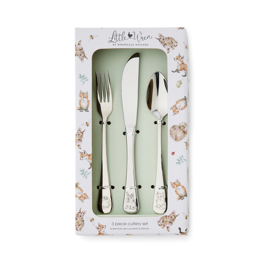 Royal Worcester Wrendale Designs 3 Piece Cutlery Set Fork: 16.3 cm
Spoon: 16.3cm
Knife: 18.6cm Boxed Set