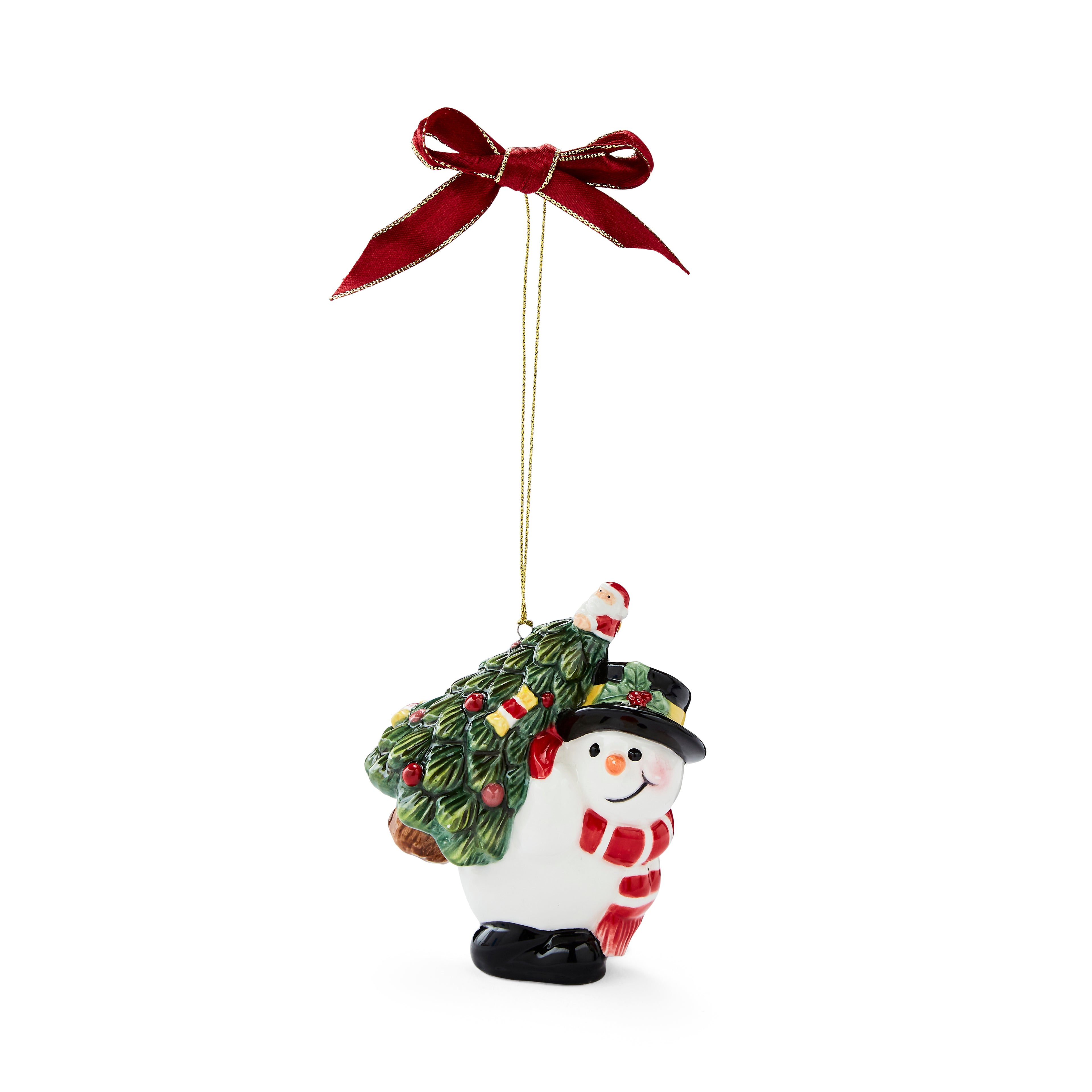 Snowman Carrying a Tree Ornament