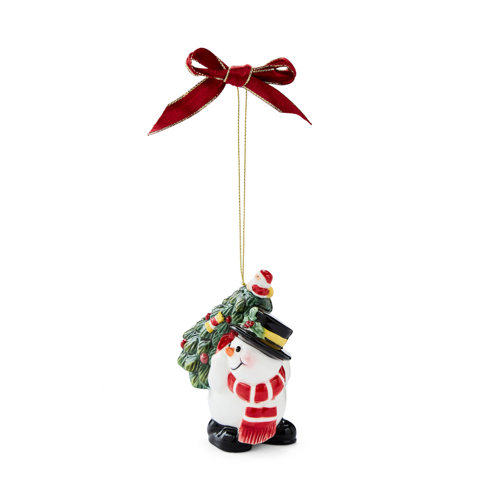 Snowman Carrying a Tree Ornament