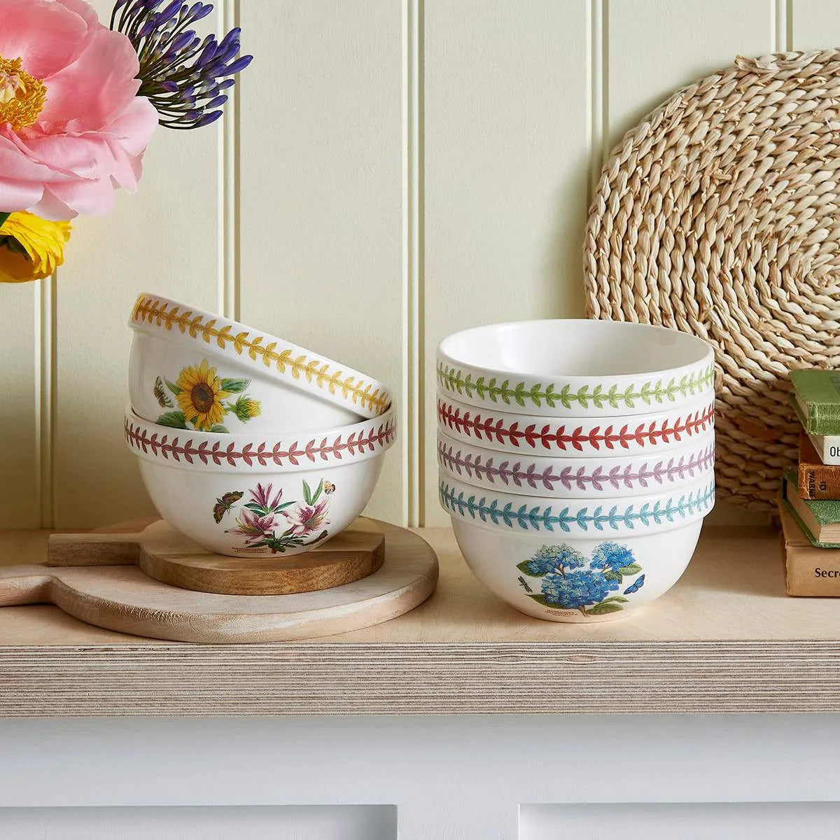 Botanic Garden Meadow Set of 6, 5.5" Stacking Bowls, Assorte