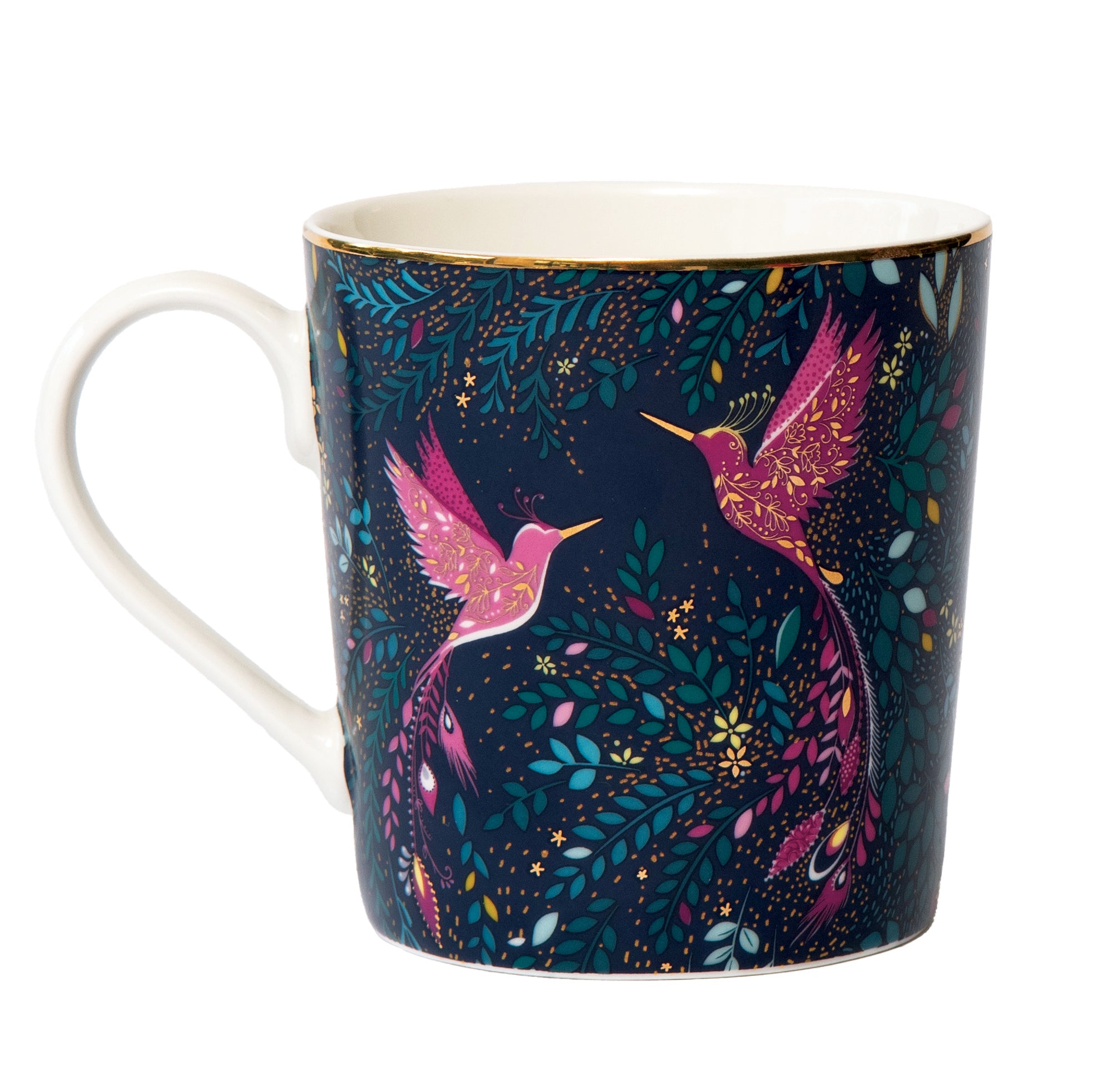 Sara Miller London Artisanne Noir Collection Mug - Hummingbird Paradise - Midnight Blue 0.34L Single
