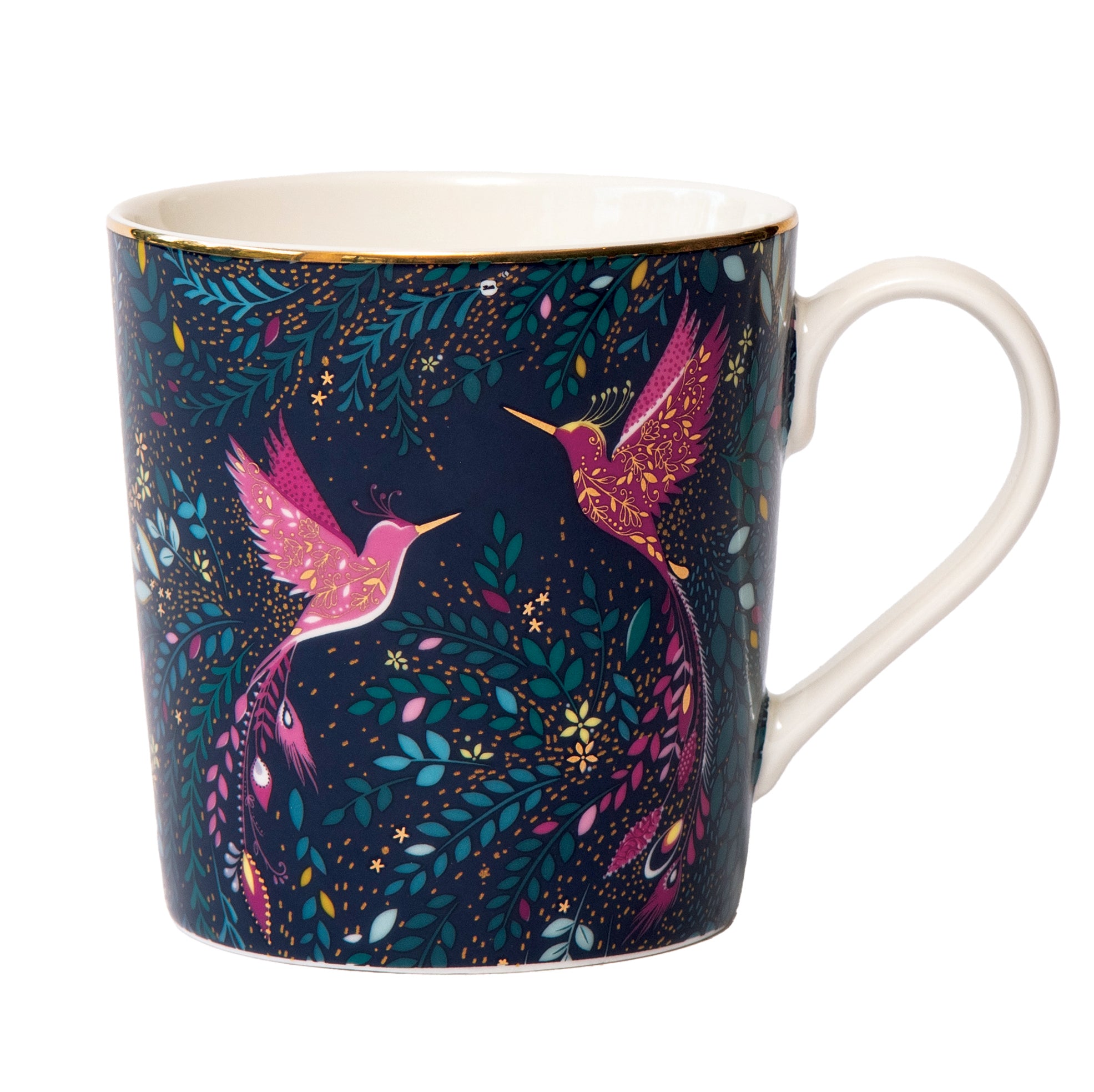 Sara Miller London Artisanne Noir Collection Mug - Hummingbird Paradise - Midnight Blue 0.34L Single