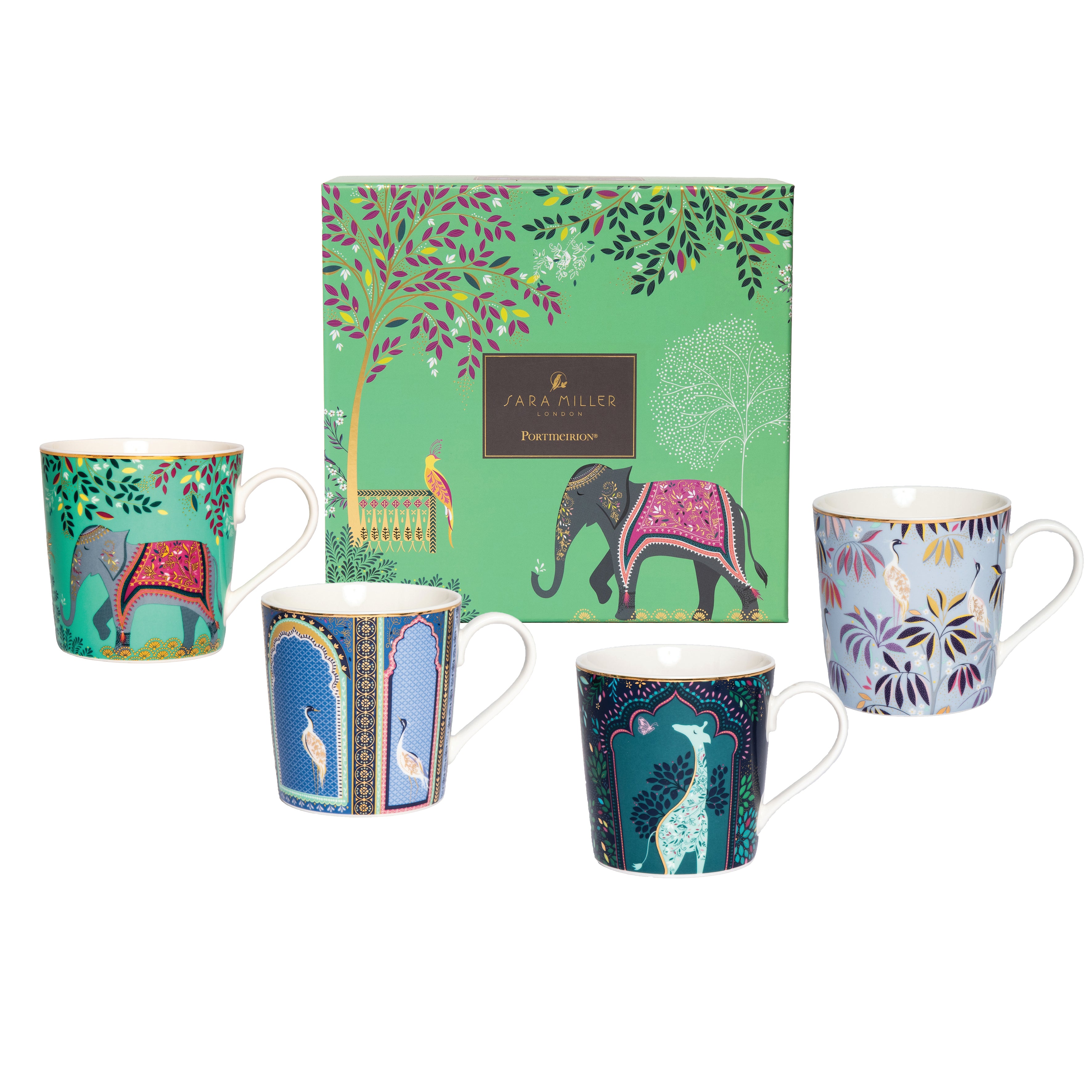 Sara Miller London Artisanne Noir Collection Mugs - Assorted - Set of 4 0.34L Boxed Set