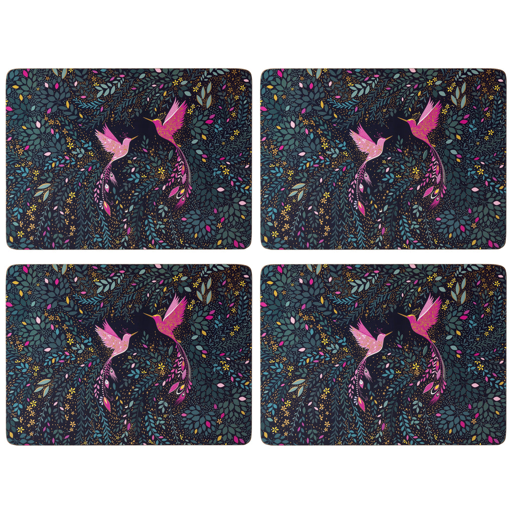 Sara Miller London  India Collection India Collection Placemats - Set of 4 - Hummingbird Paradise 30.5 x 23cm Boxed Set