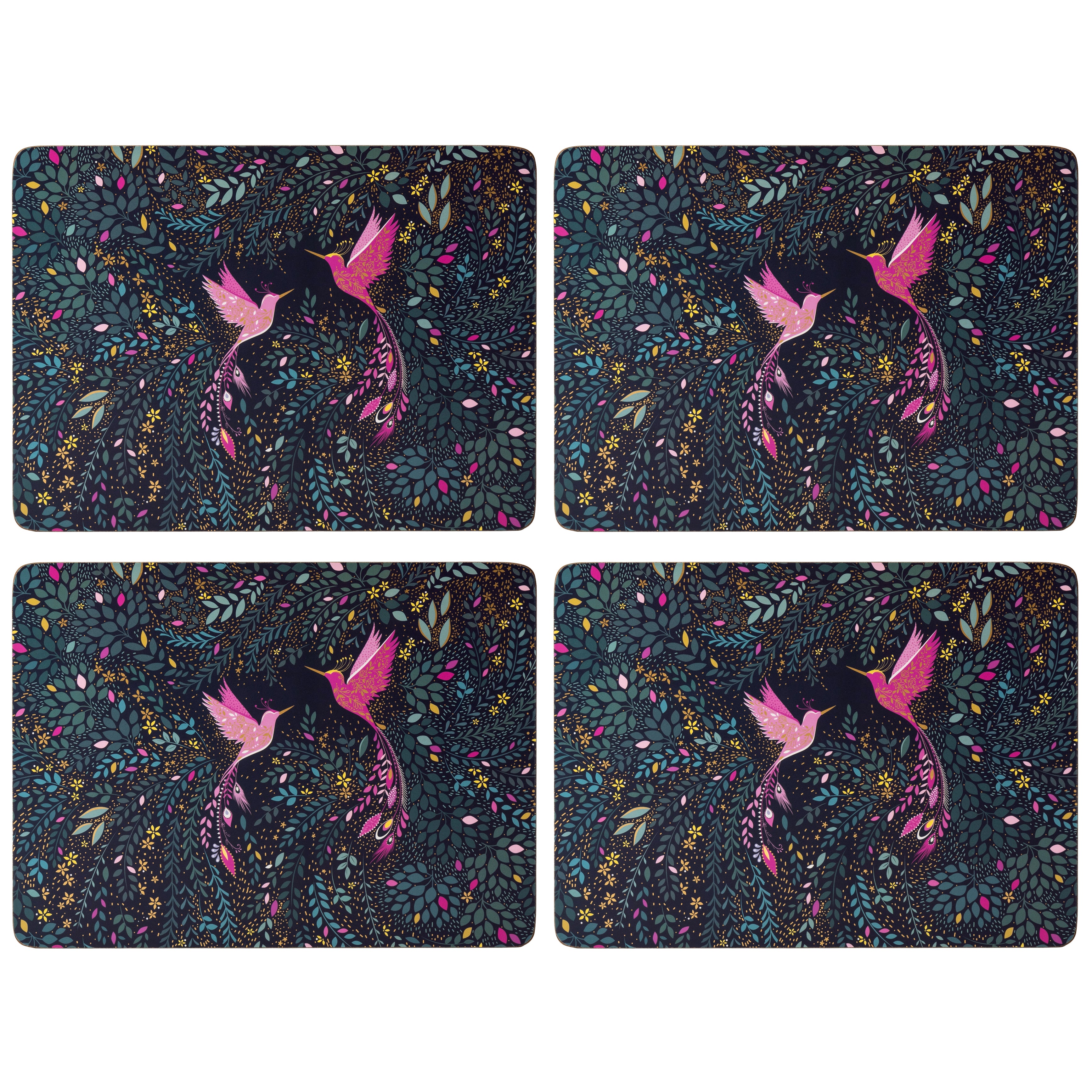 Sara Miller London  India Collection India Collection Placemats - Set of 4 - Hummingbird Paradise 30.5 x 23cm Boxed Set