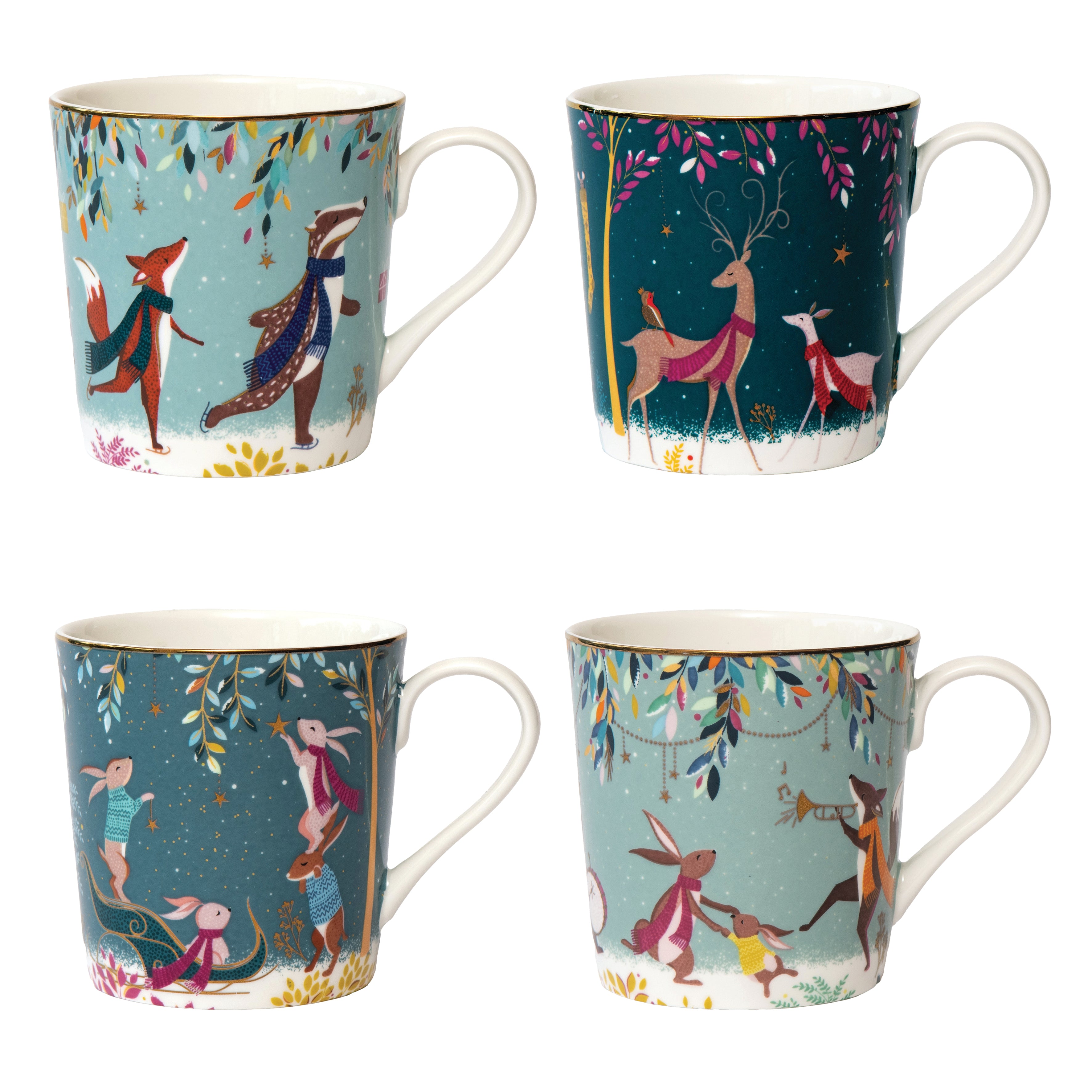 Sara Miller London Artisanne Noir Collection  Mug - Assorted - Set of 4 0.34L Boxed Set