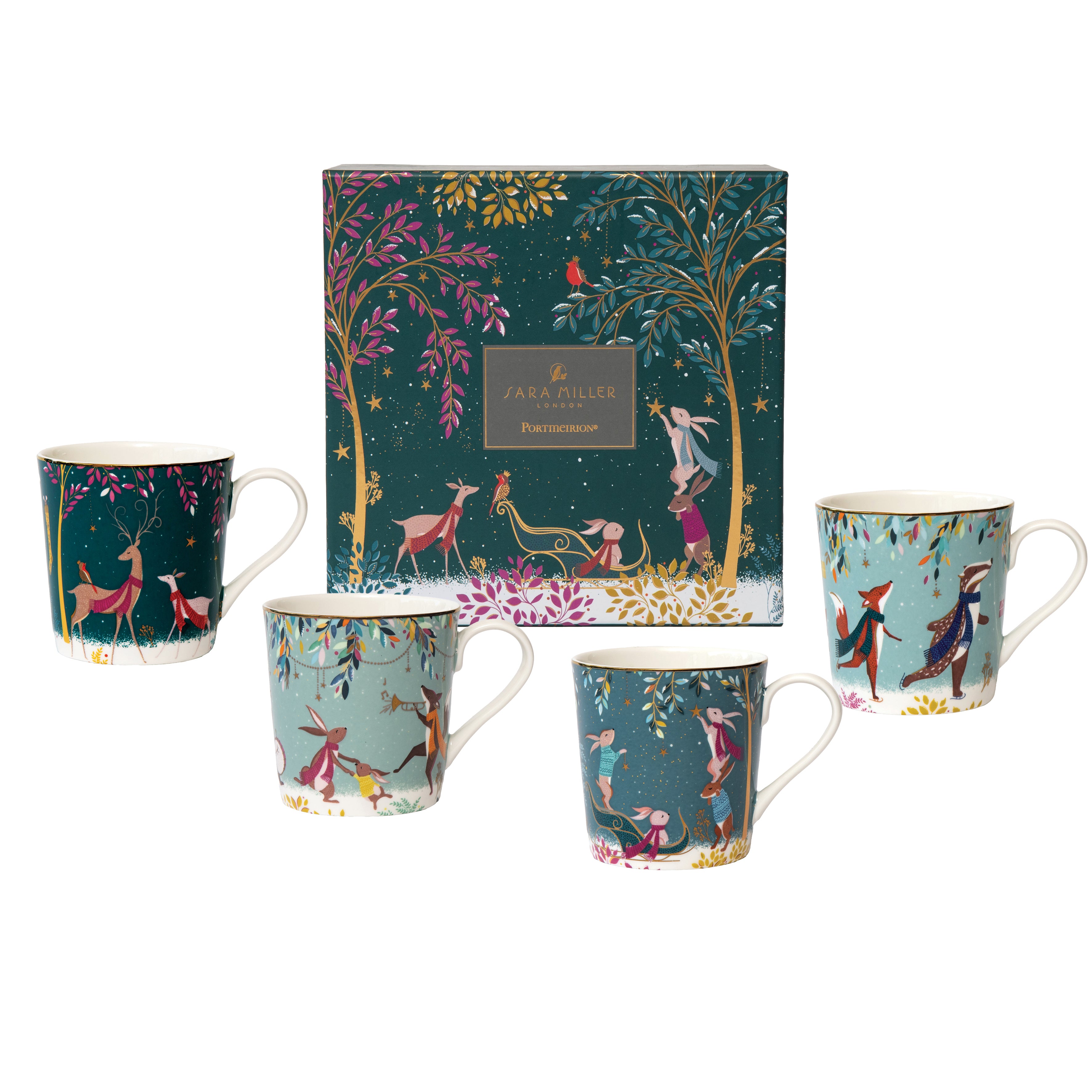 Sara Miller London Artisanne Noir Collection  Mug - Assorted - Set of 4 0.34L Boxed Set