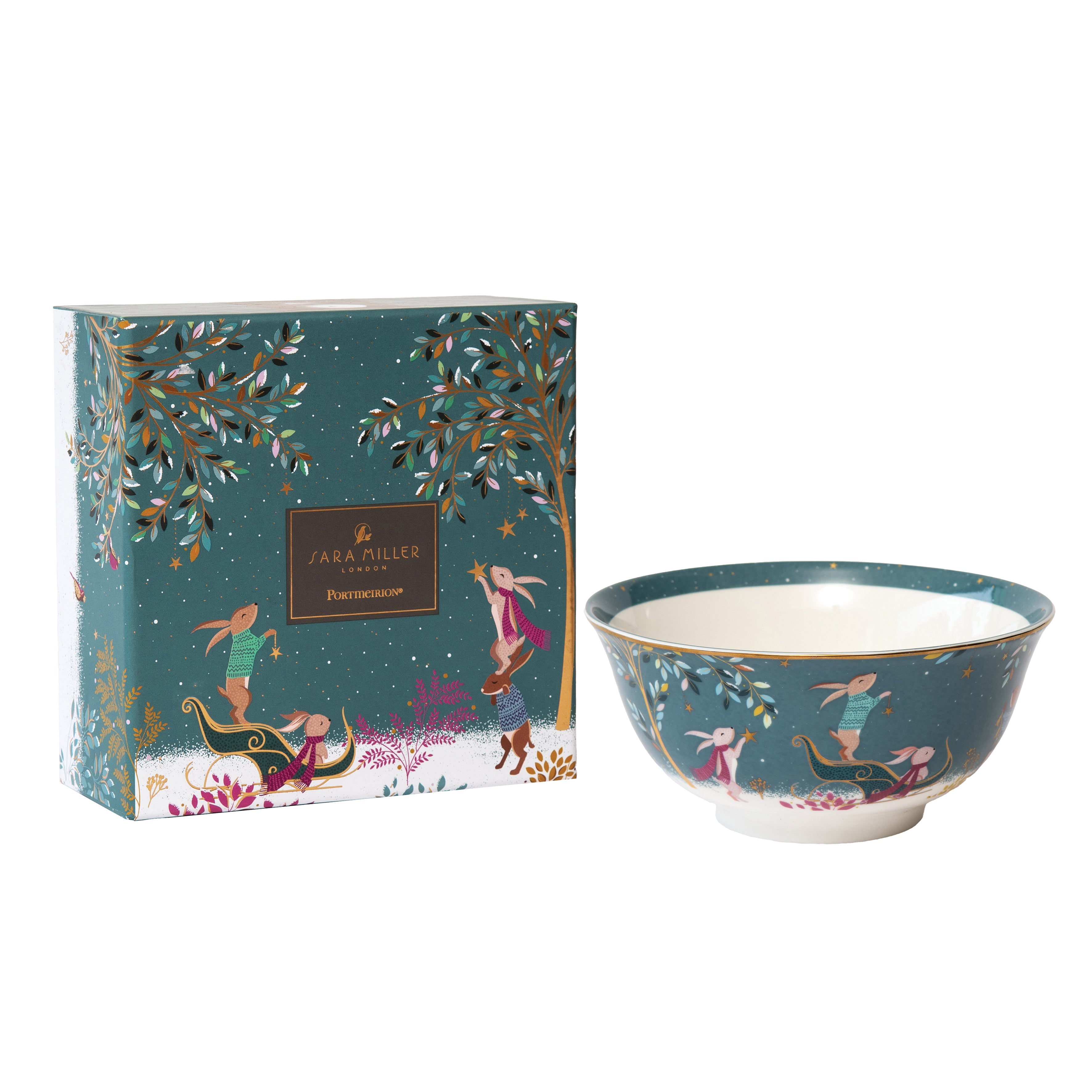 Sara Miller London Artisanne Noir Collection Candy Bowl - Rabbit Sleigh 15cm Single