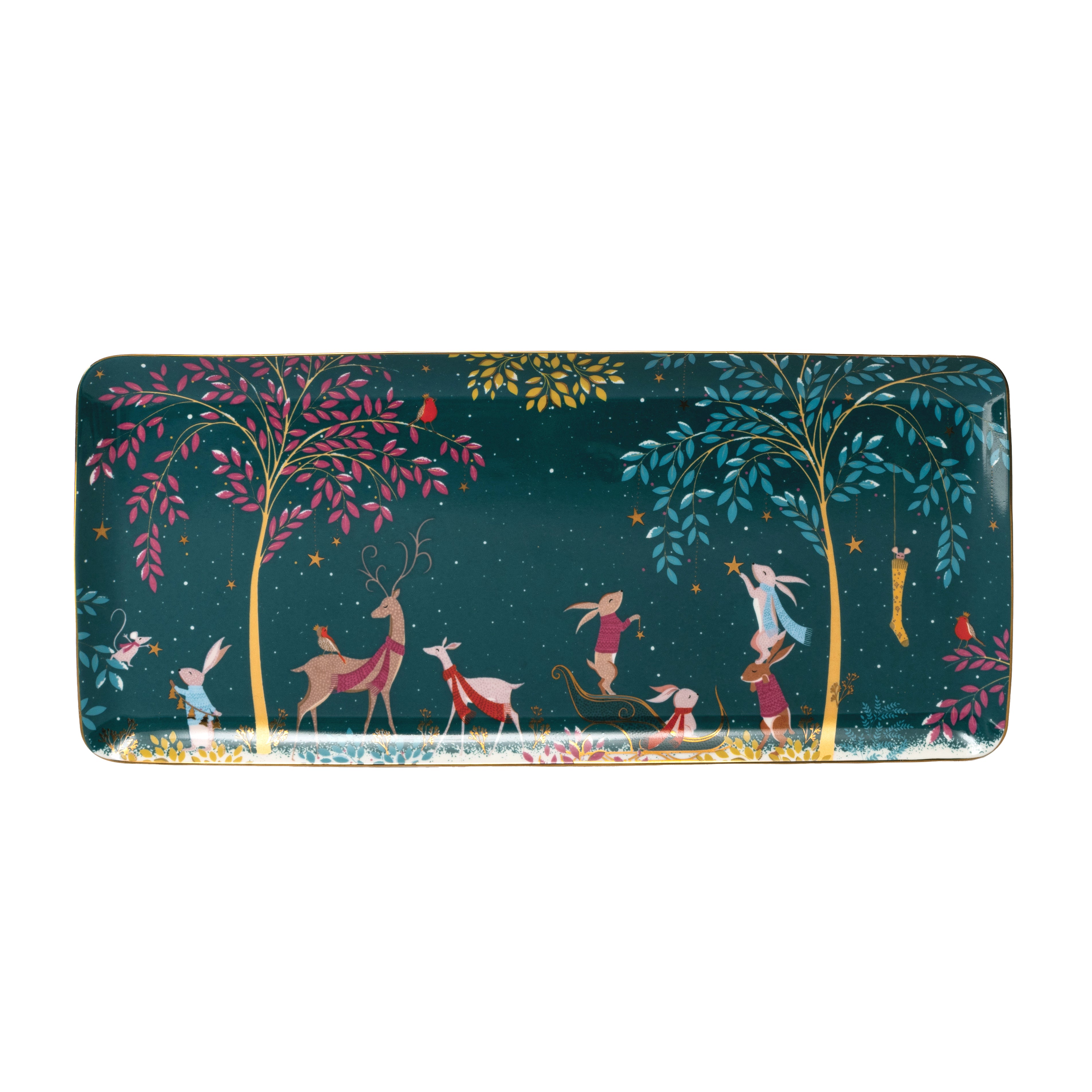Sara Miller London Artisanne Noir Collection Sandwich Tray - Deer & Robin 36cm Single