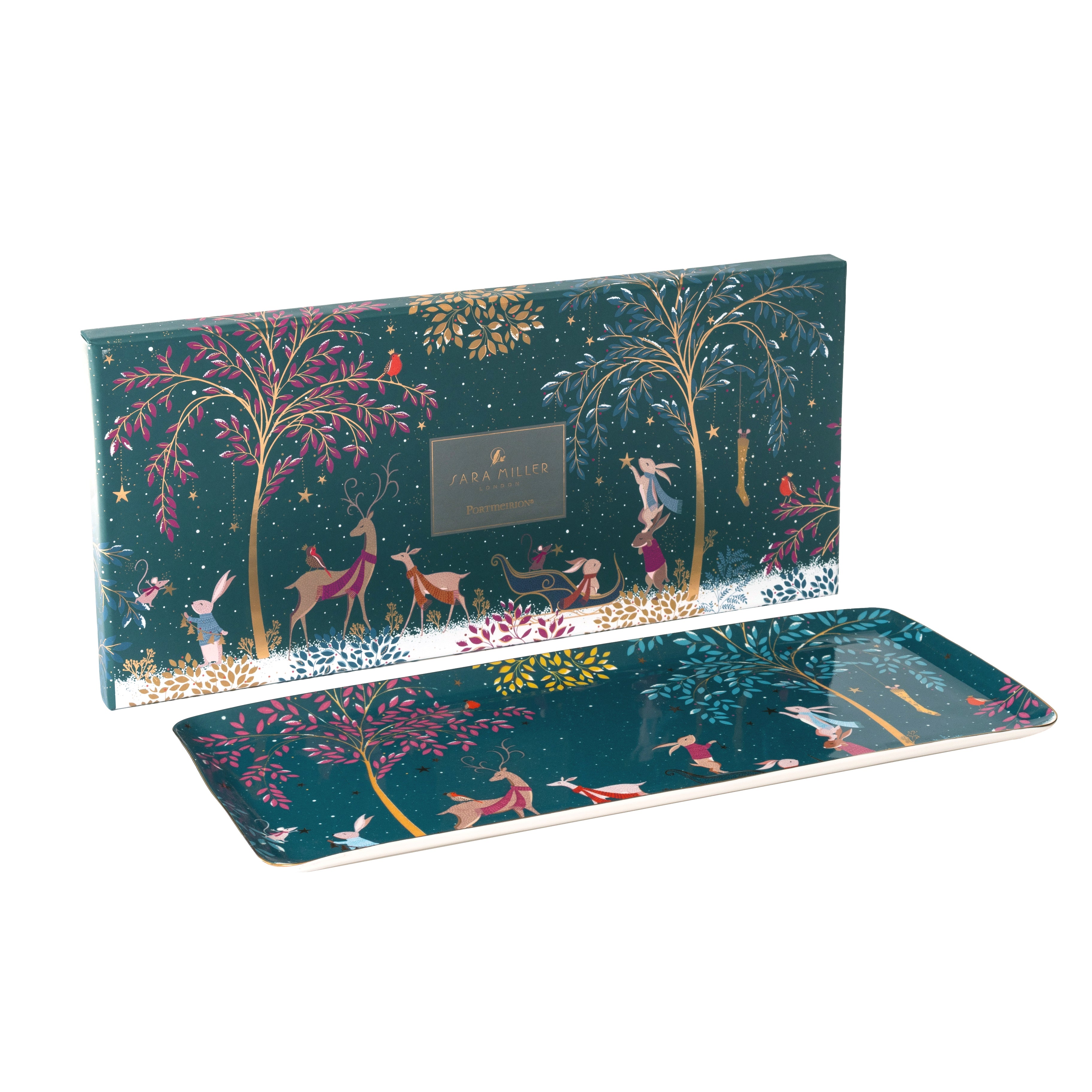 Sara Miller London Artisanne Noir Collection Sandwich Tray - Deer & Robin 36cm Single