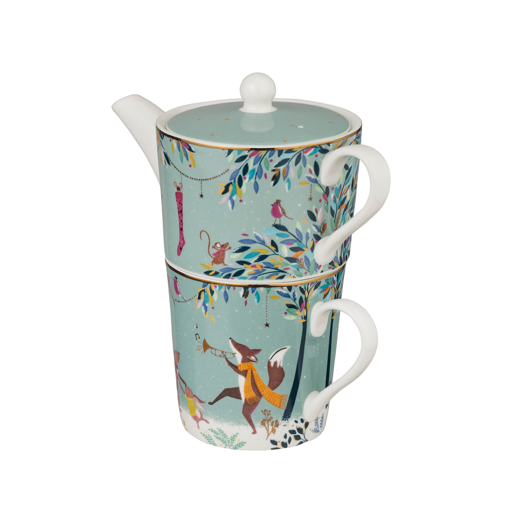 Sara Miller London Artisanne Noir Collection Tea for One - Merry Band 0.35L Boxed Set